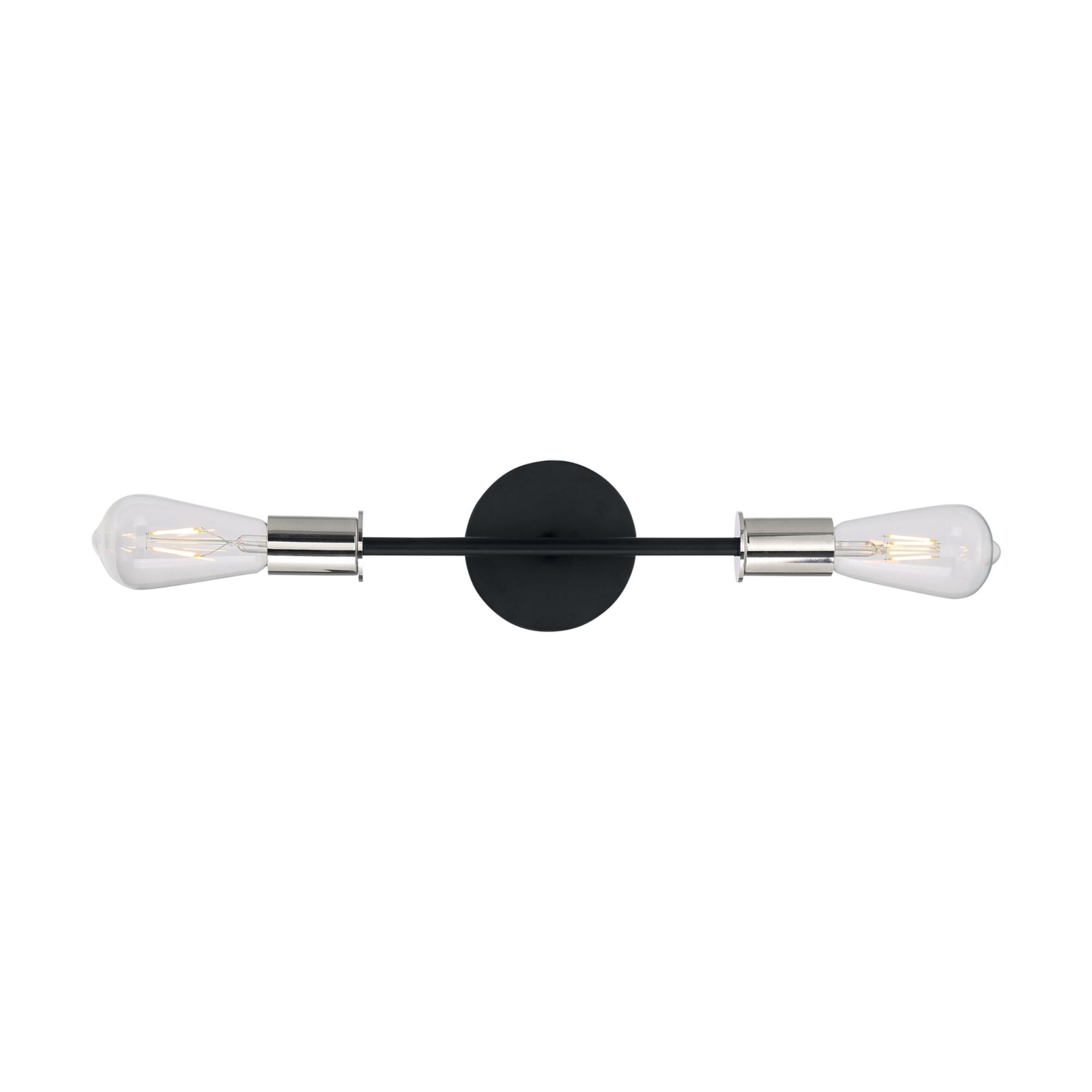 Ryder 15" 2-Light Vanity, Black / Polished Nickel Finish - Bees Lighting