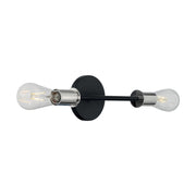 Ryder 15" 2-Light Vanity, Black / Polished Nickel Finish - Bees Lighting