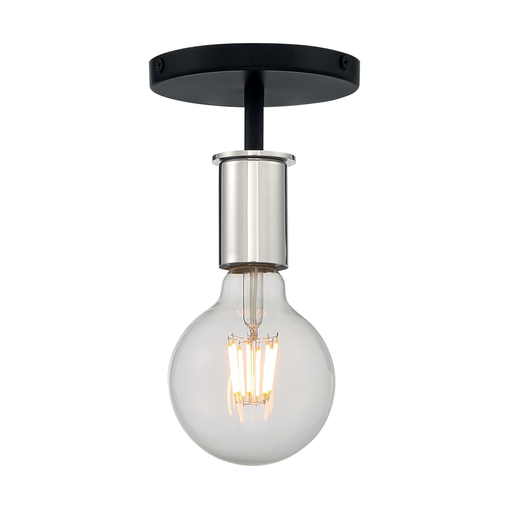 Ryder 5" Semi Flush Mount, Black / Polished Nickel Finish - Bees Lighting