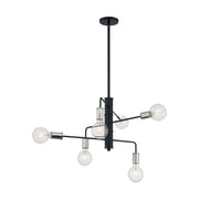 Ryder 25" 6-Light Chandelier, Black / Polished Nickel Finish - Bees Lighting