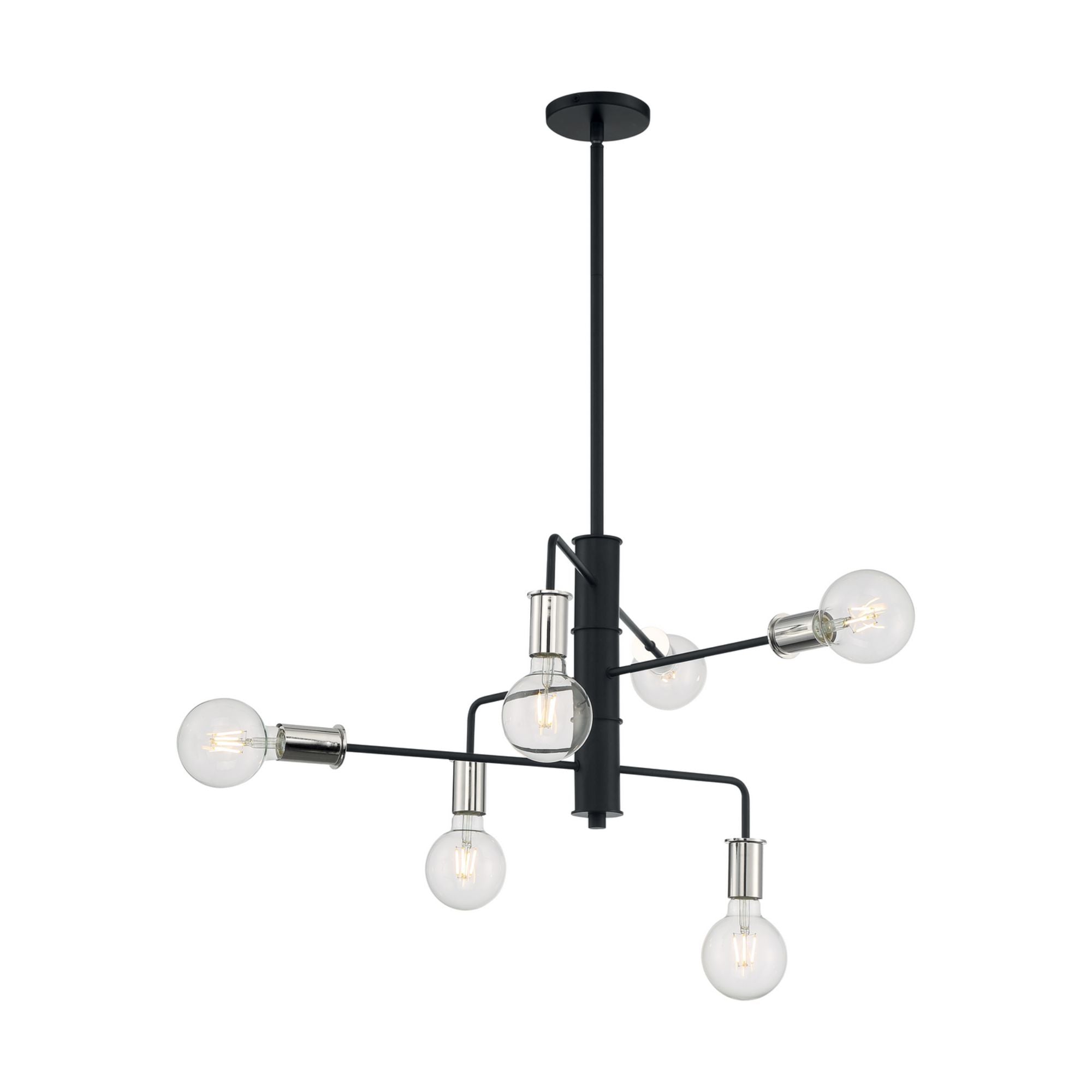 Ryder 25" 6-Light Chandelier, Black / Polished Nickel Finish