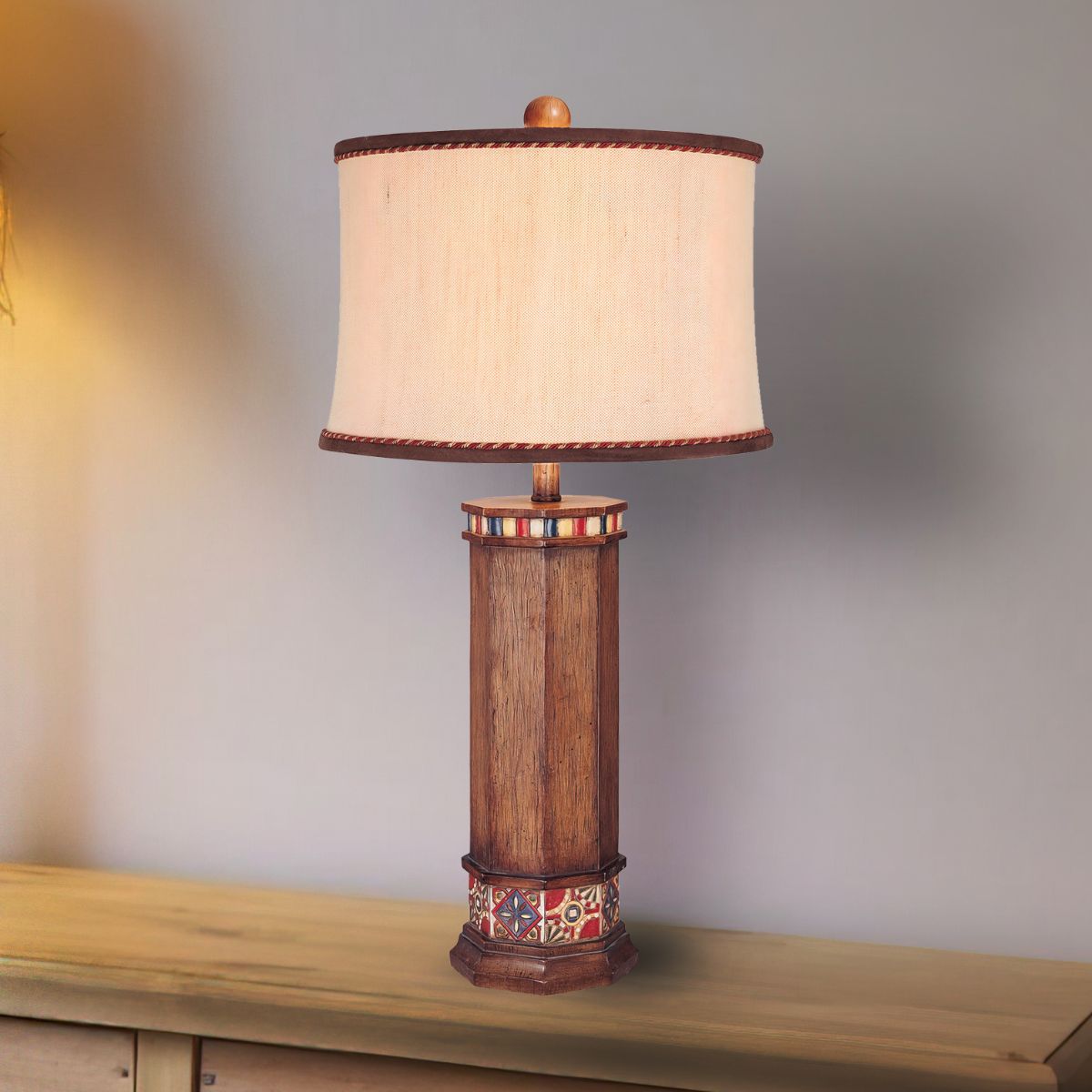 Ambience 1 Light Table Lamp Hand Painted Wood Finish