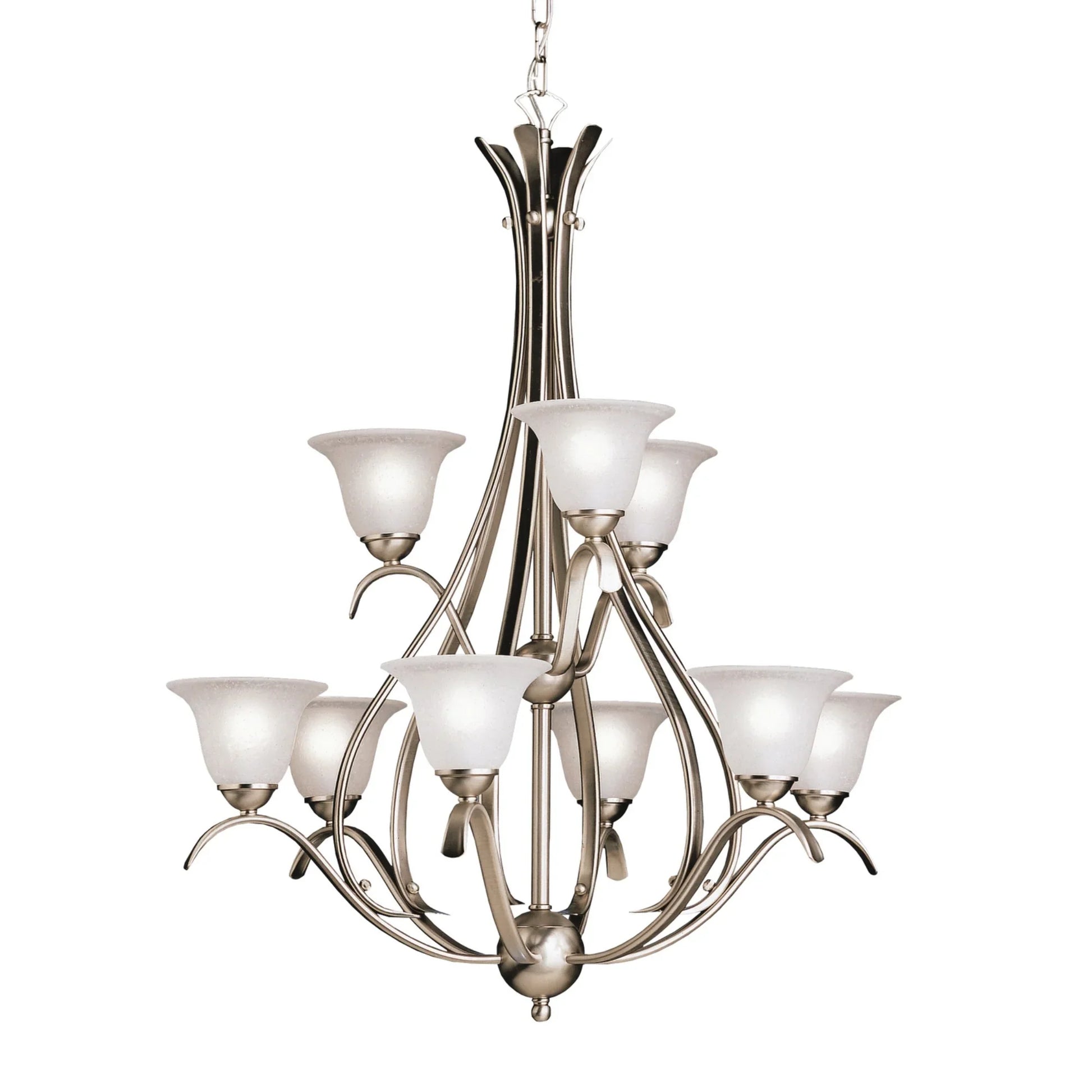 Dover 28" 9-Light Chandelier, Brushed Nickel Finish - Bees Lighting