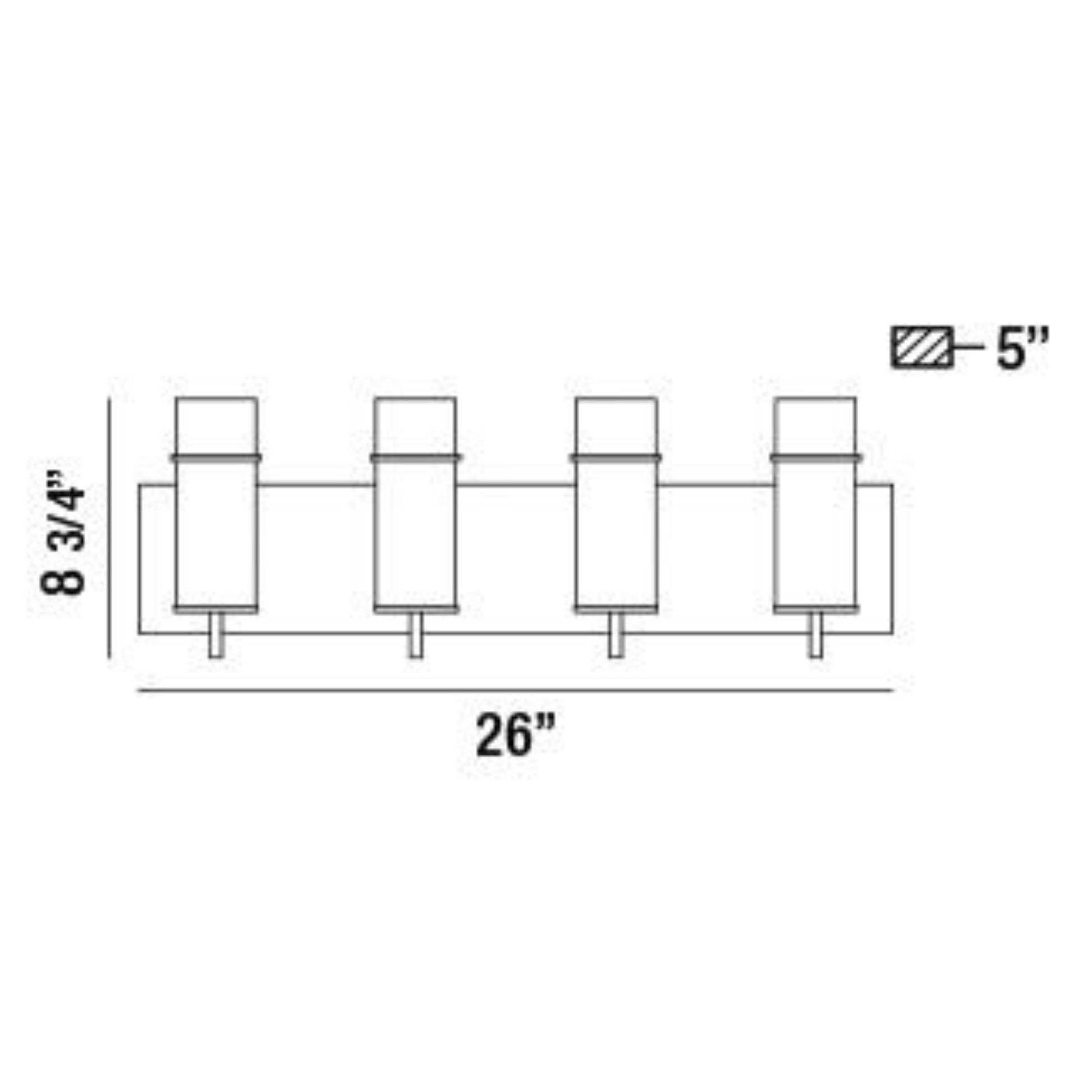 Pista 4-Light 26" Vanity, Black Finish - Bees Lighting