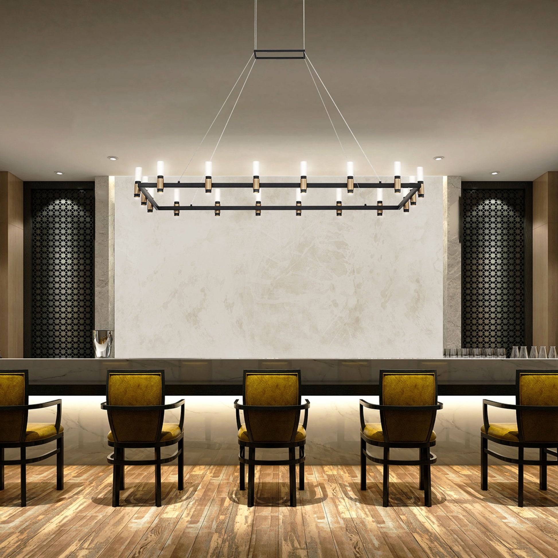 Altamont 18-Light 52" LED Grand Chandelier, Satin Nickel & Black Finish - Bees Lighting