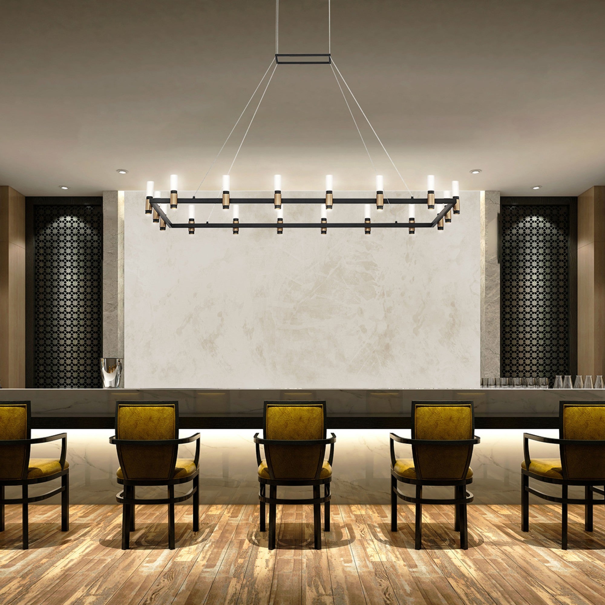 Altamont 18-Light 52" LED Grand Chandelier, Satin Nickel & Black Finish - Bees Lighting