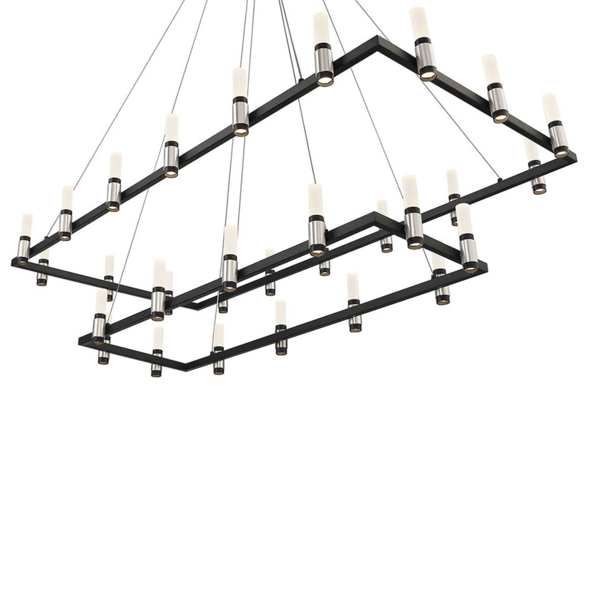 Altamont 2-Tiers 30-Light 52" LED Grand Chandelier, Satin Nickel & Black Finish - Bees Lighting