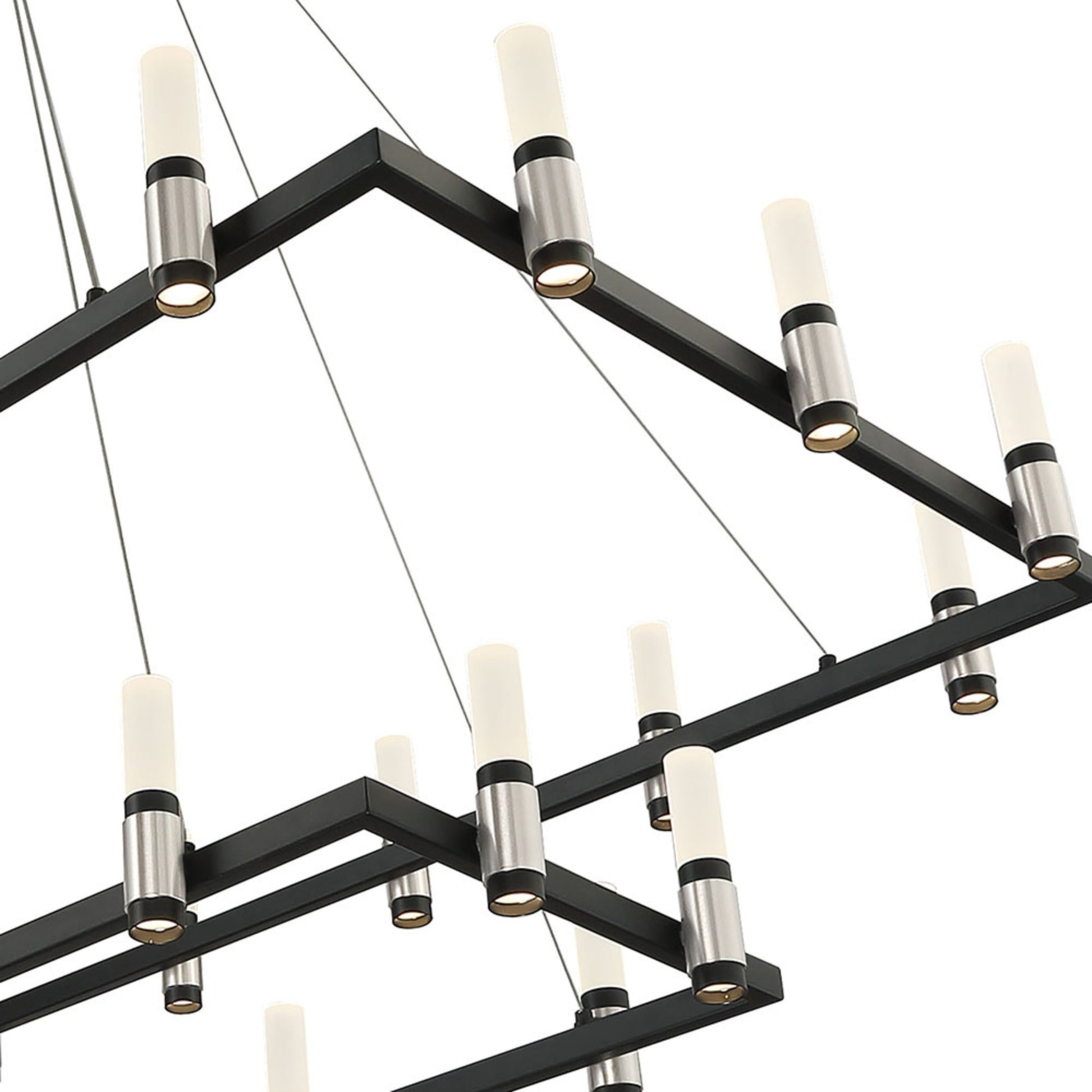 Altamont 2-Tiers 30-Light 52" LED Grand Chandelier, Satin Nickel & Black Finish - Bees Lighting