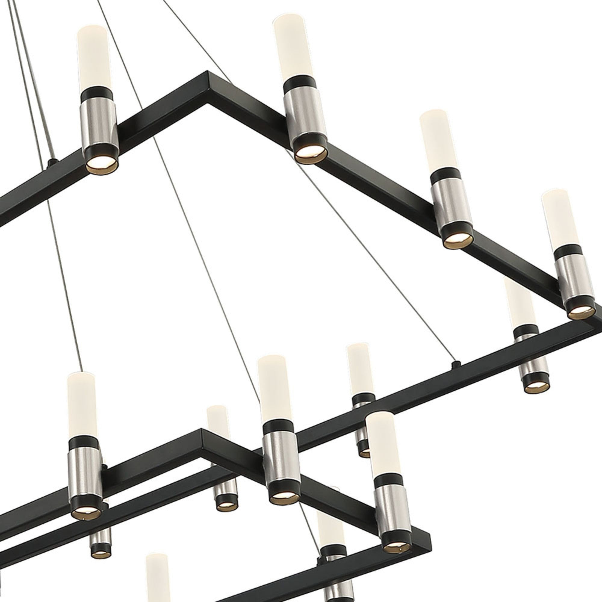Altamont 2-Tiers 30-Light 52" LED Grand Chandelier, Satin Nickel & Black Finish - Bees Lighting