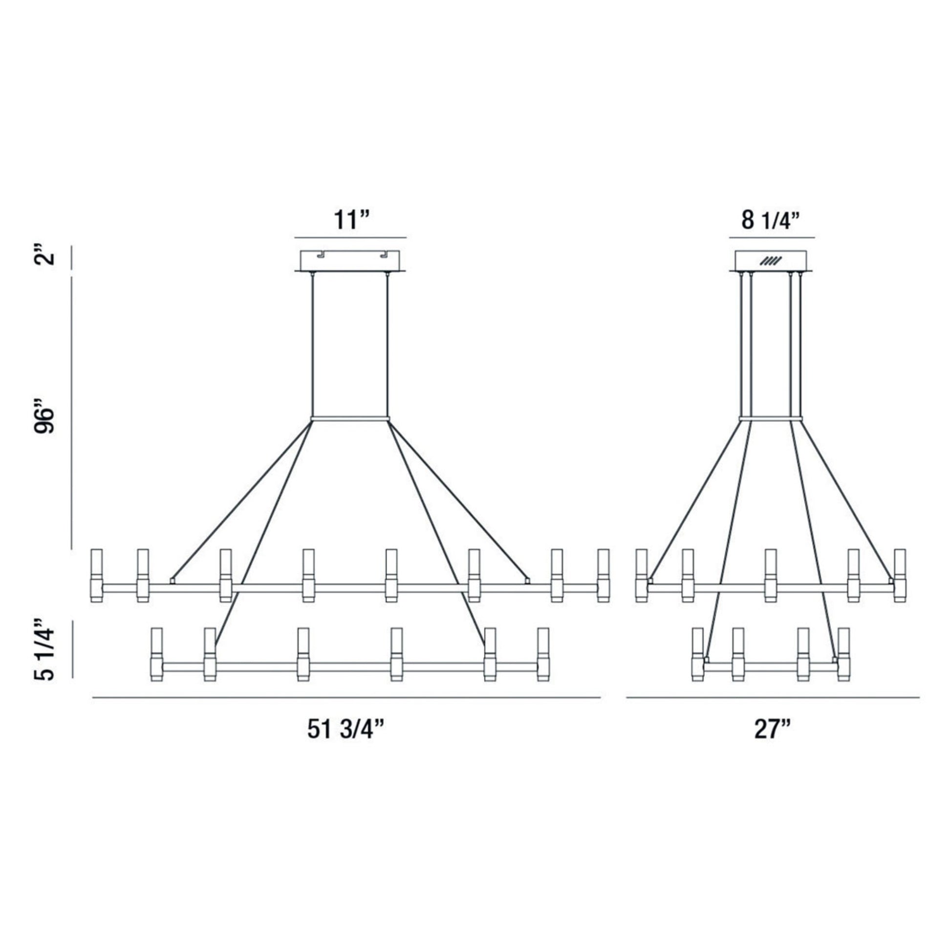 Altamont 2-Tiers 30-Light 52" LED Grand Chandelier, Satin Nickel & Black Finish - Bees Lighting