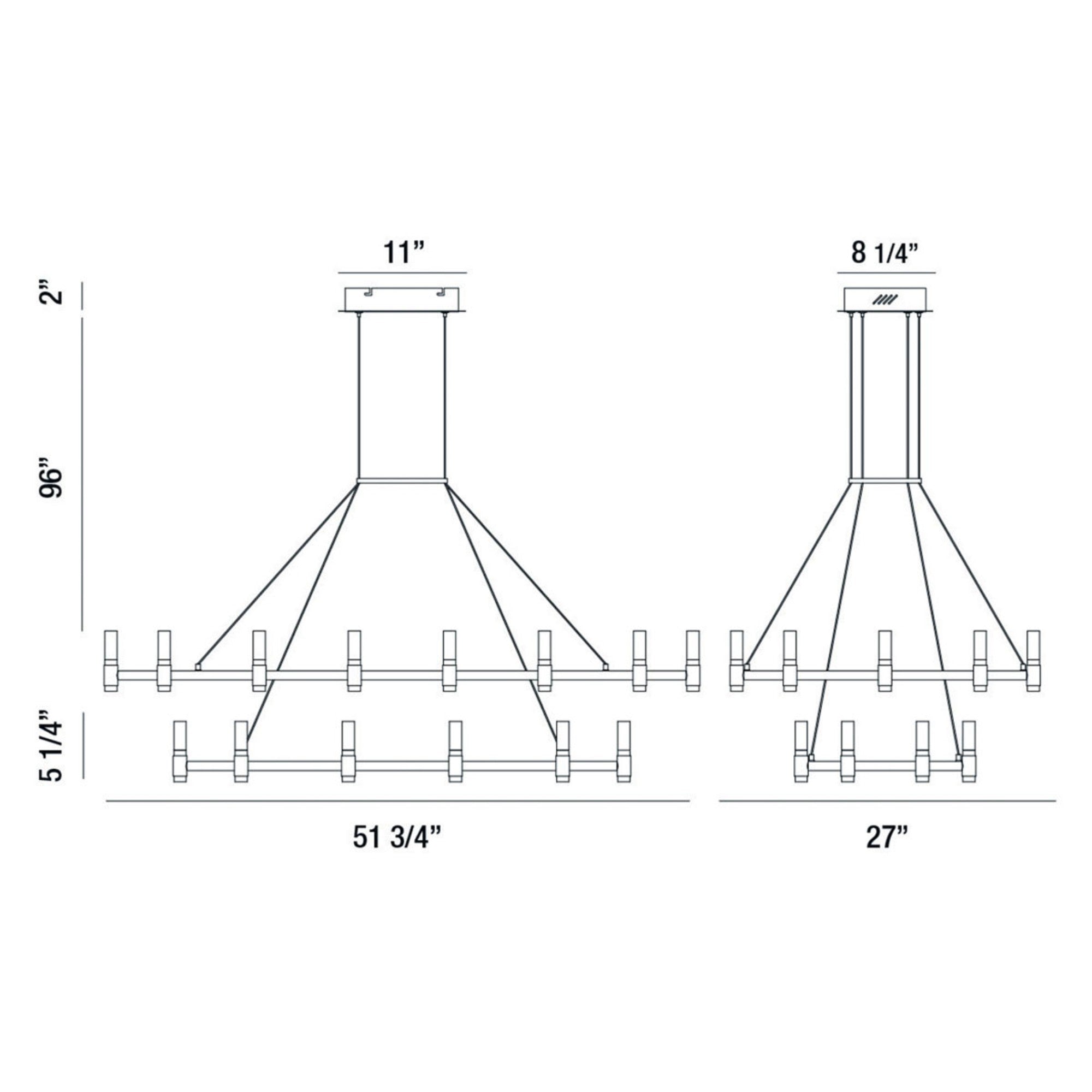 Altamont 2-Tiers 30-Light 52" LED Grand Chandelier, Satin Nickel & Black Finish - Bees Lighting