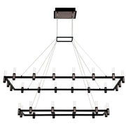 Altamont 2-Tiers 30-Light 52" LED Grand Chandelier, Satin Nickel & Black Finish - Bees Lighting