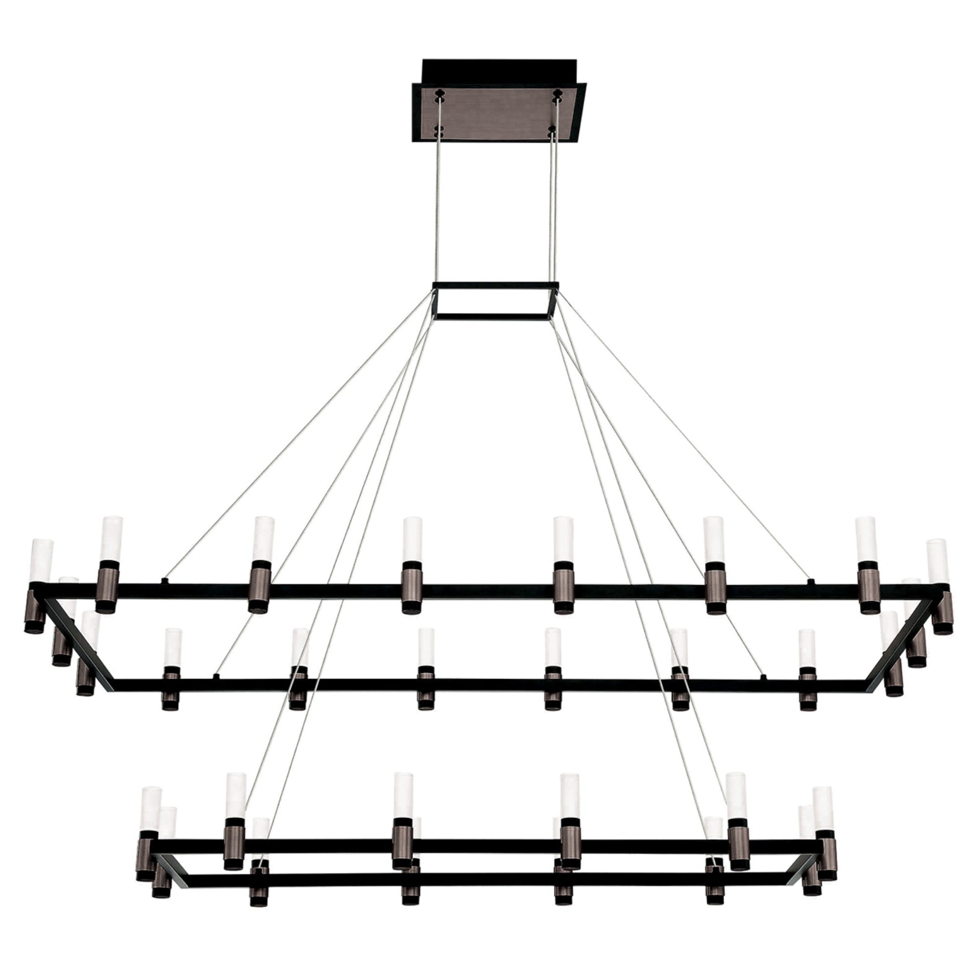 Altamont 2-Tiers 30-Light 52" LED Grand Chandelier, Satin Nickel & Black Finish - Bees Lighting
