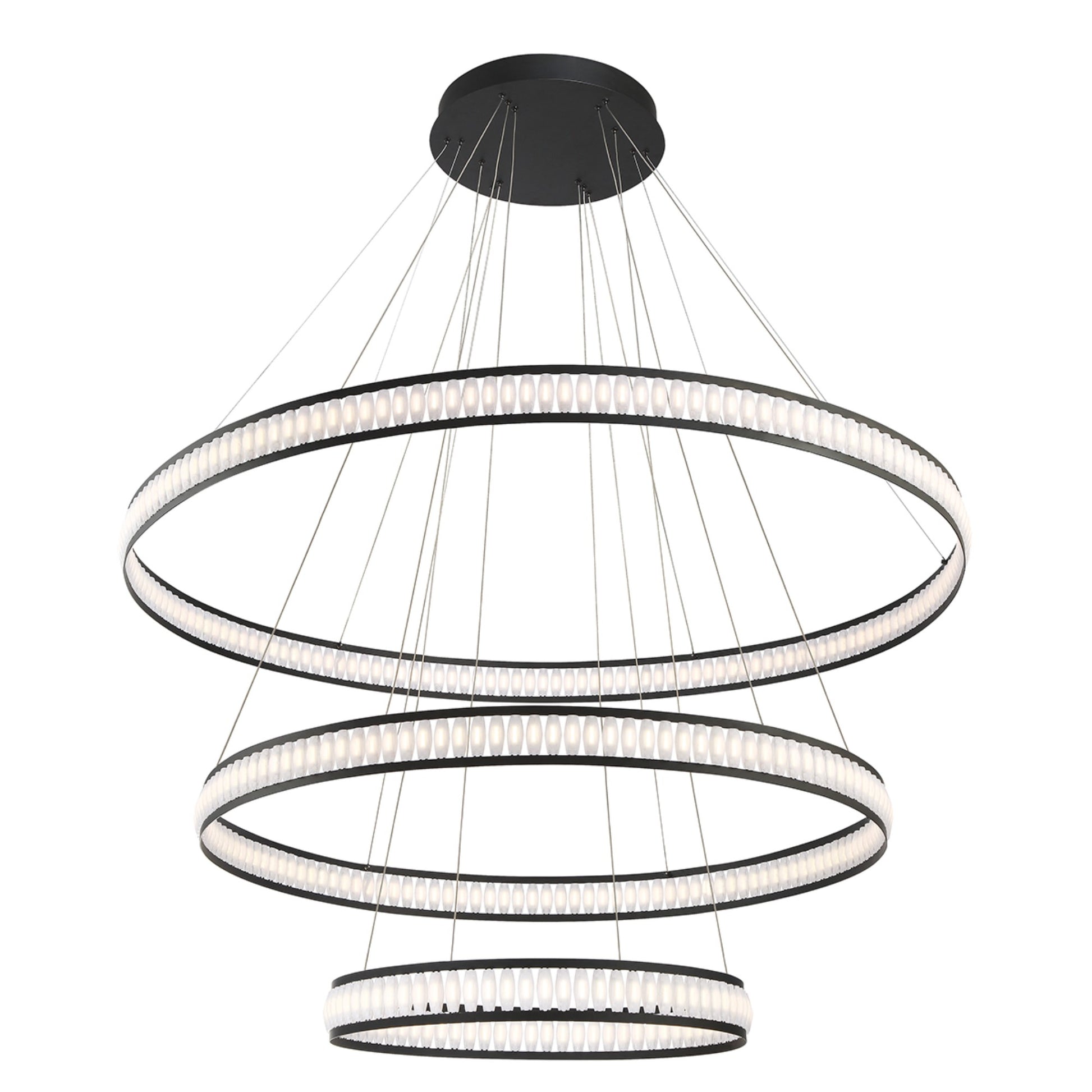 Forster 3-Tiers 60" LED Grand Chandelier, Black Finish - Bees Lighting