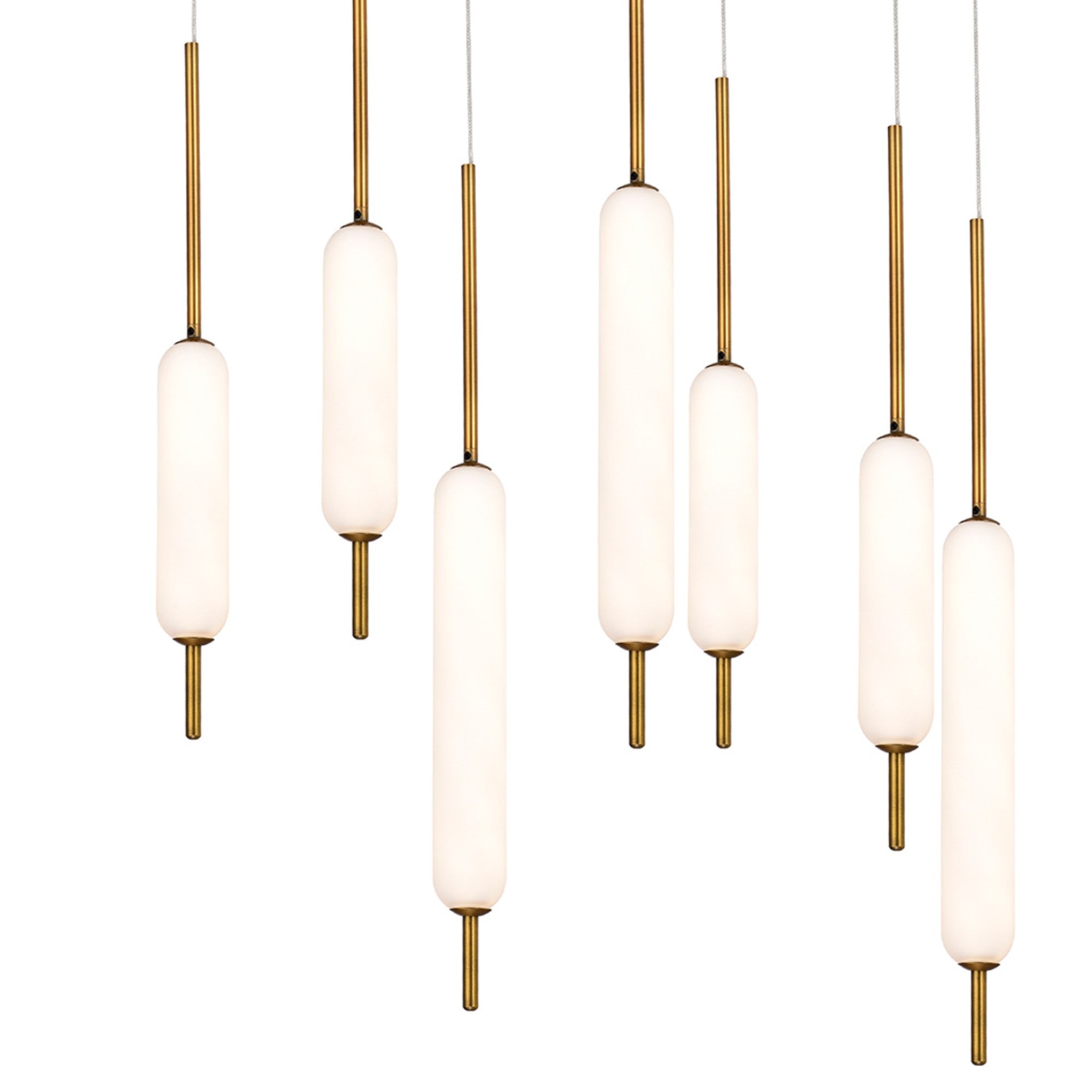 Cumberland 12-Light 40" LED Multi Drop Chandelier, Black & Gold & Nickel Finish - Bees Lighting