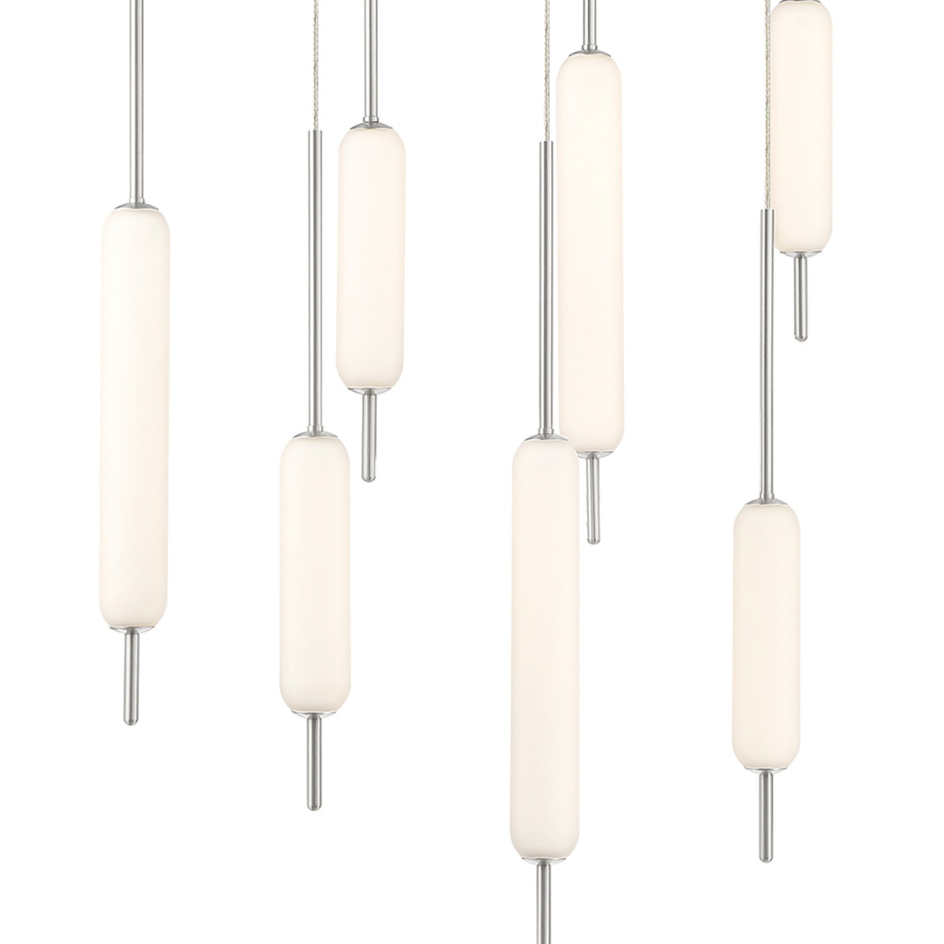 Cumberland 12-Light 40" LED Multi Drop Chandelier, Satin Nickel Finish - Bees Lighting