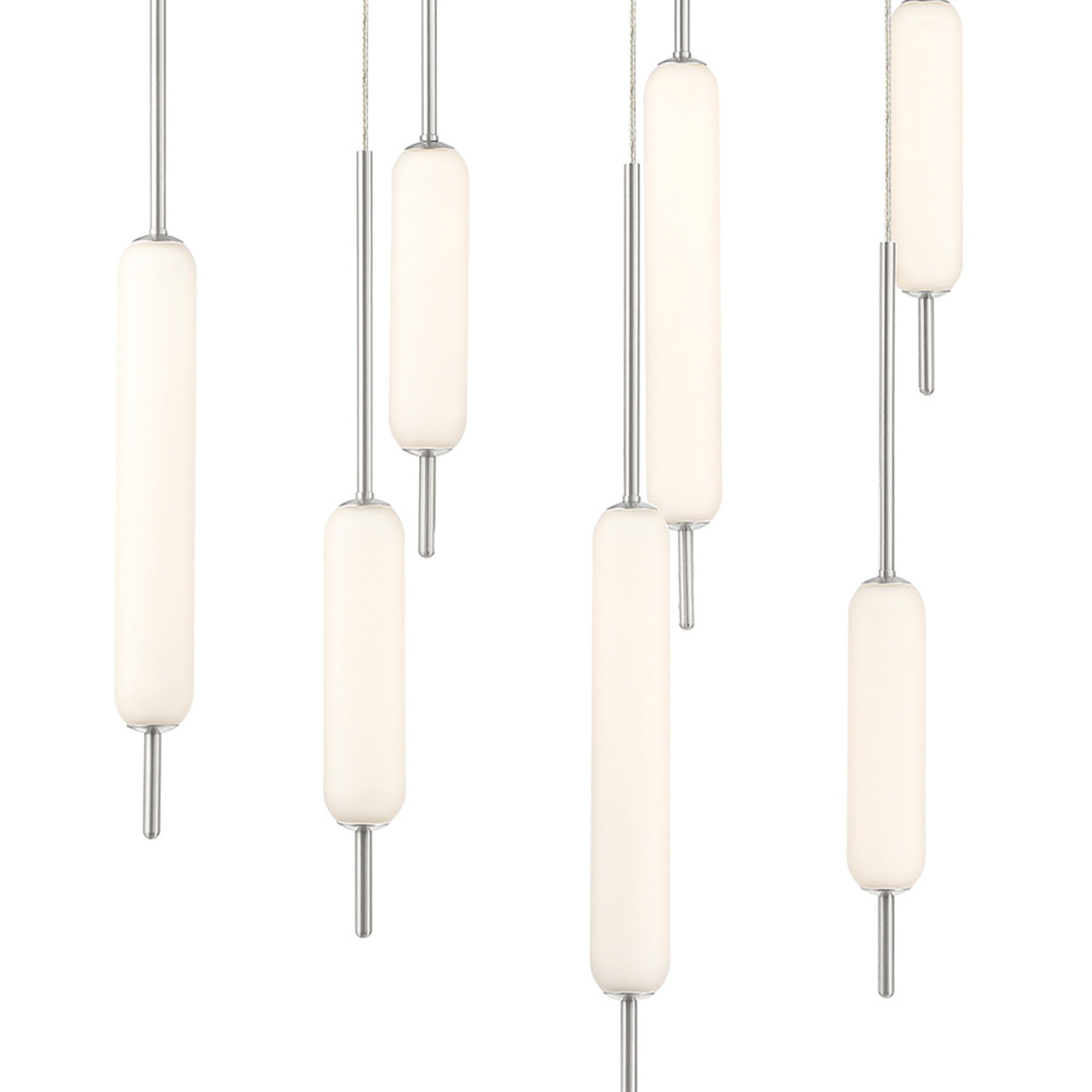 Cumberland 12-Light 40" LED Multi Drop Chandelier, Satin Nickel Finish - Bees Lighting