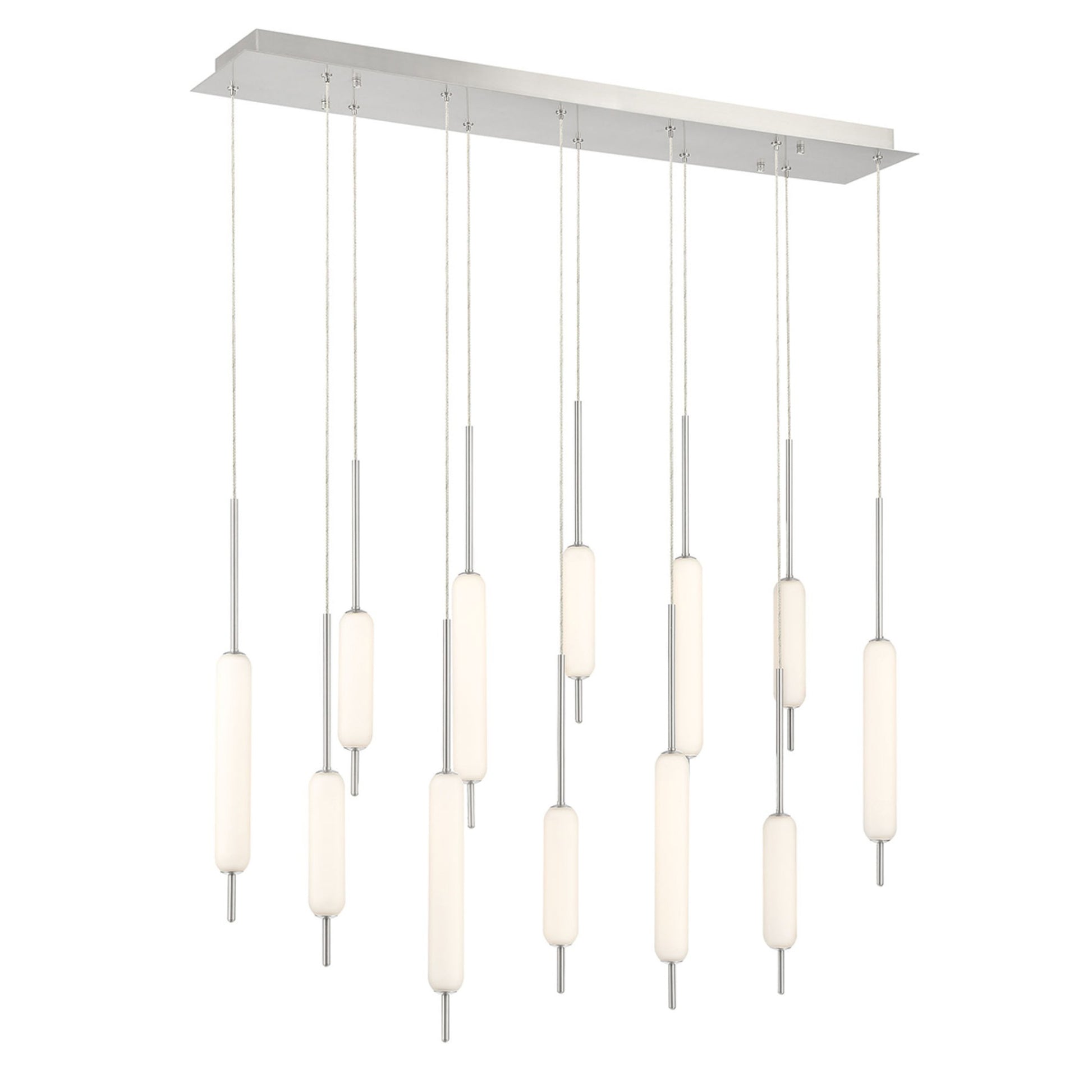 Cumberland 12-Light 40" LED Multi Drop Chandelier, Satin Nickel Finish - Bees Lighting