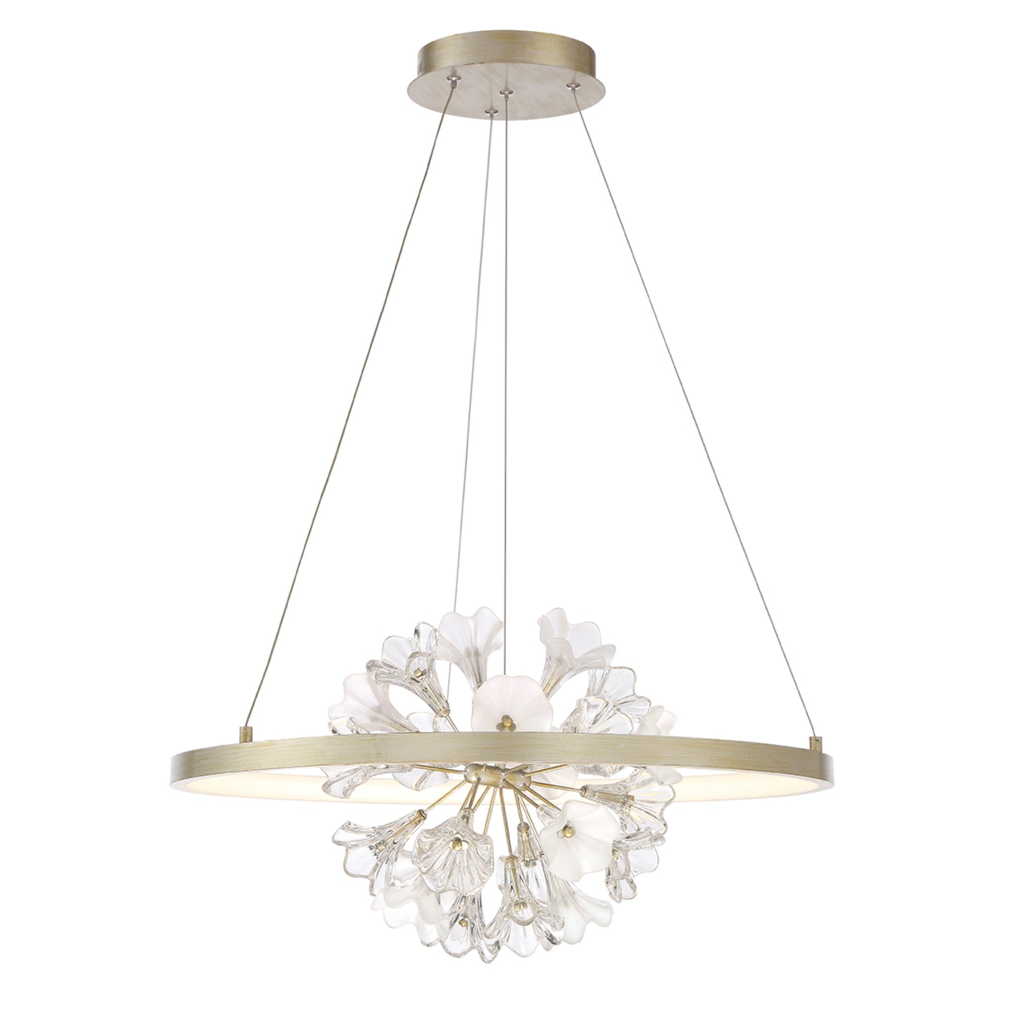 Clayton 26" LED Chandelier, Brushed Silver Finish - Bees Lighting