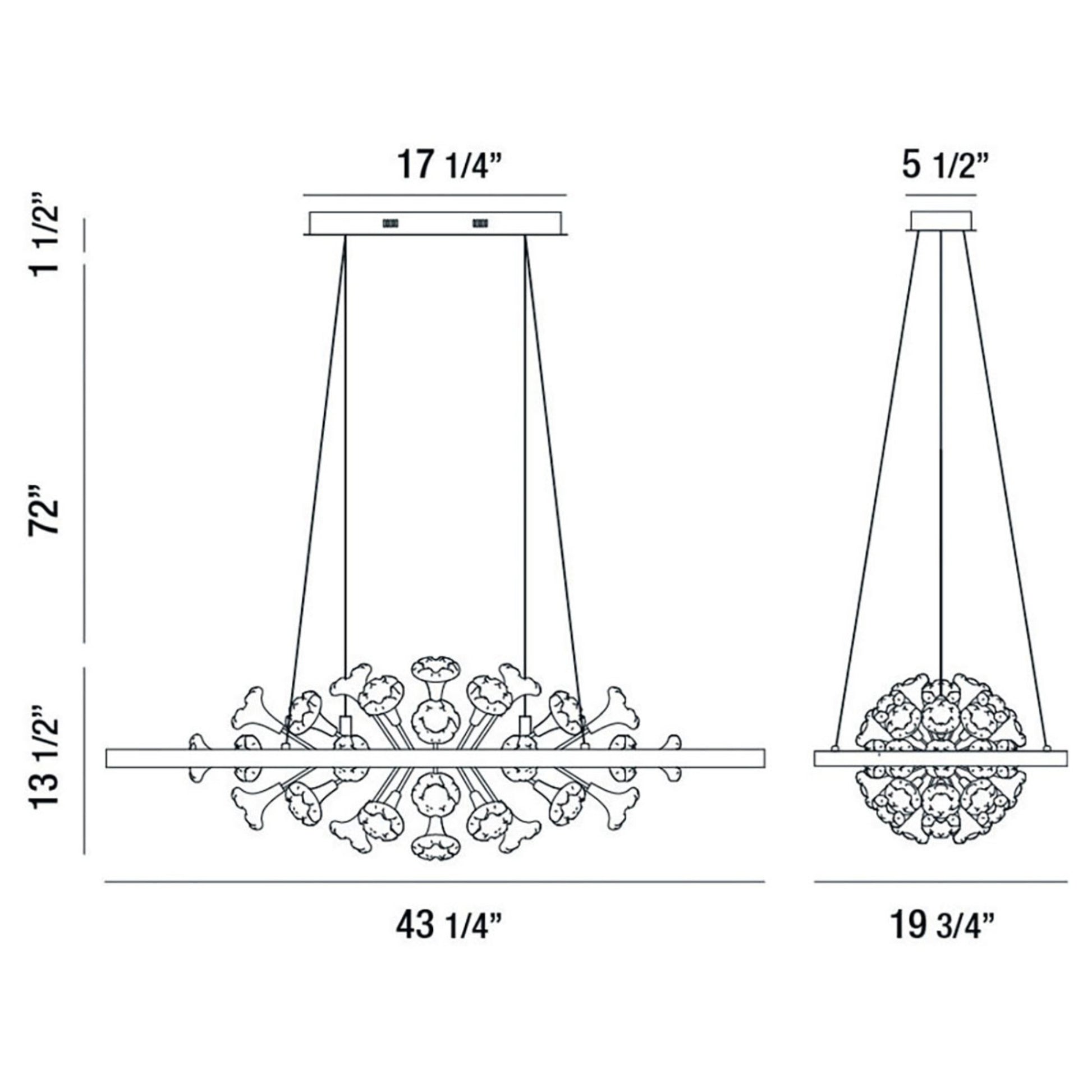 Clayton 43" LED Chandelier, Brushed Silver Finish - Bees Lighting