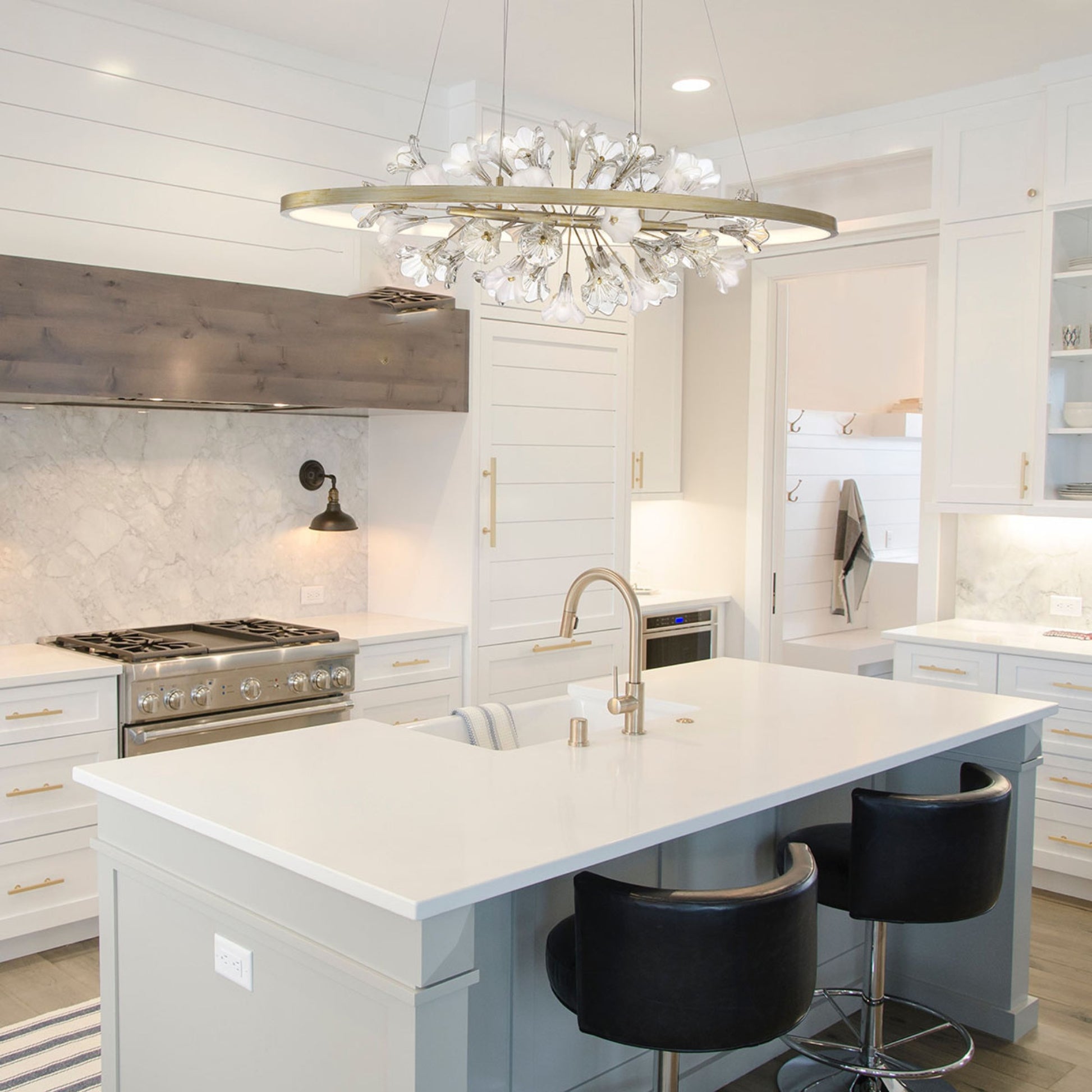Clayton 43" LED Chandelier, Brushed Silver Finish - Bees Lighting