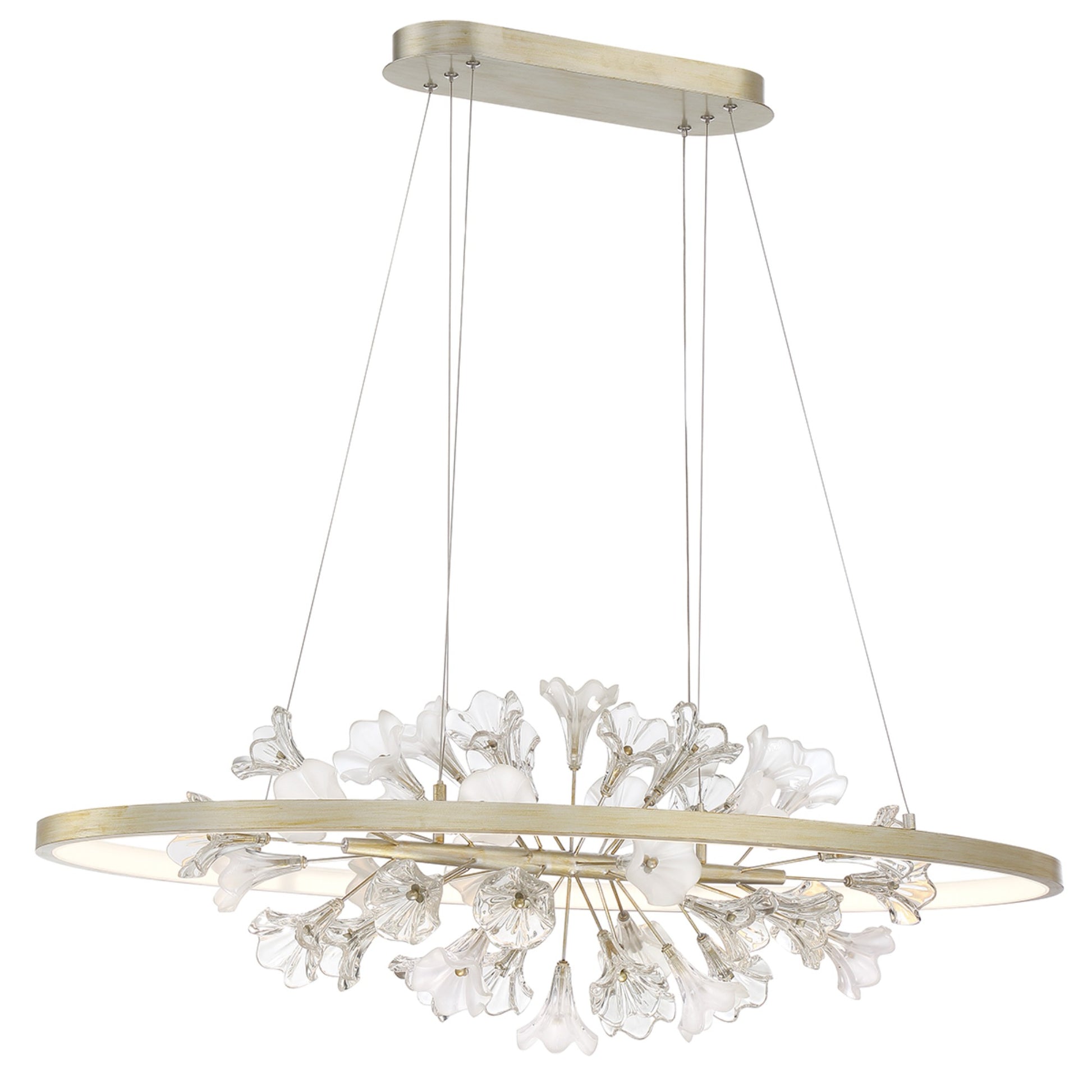 Clayton 43" LED Chandelier, Brushed Silver Finish - Bees Lighting