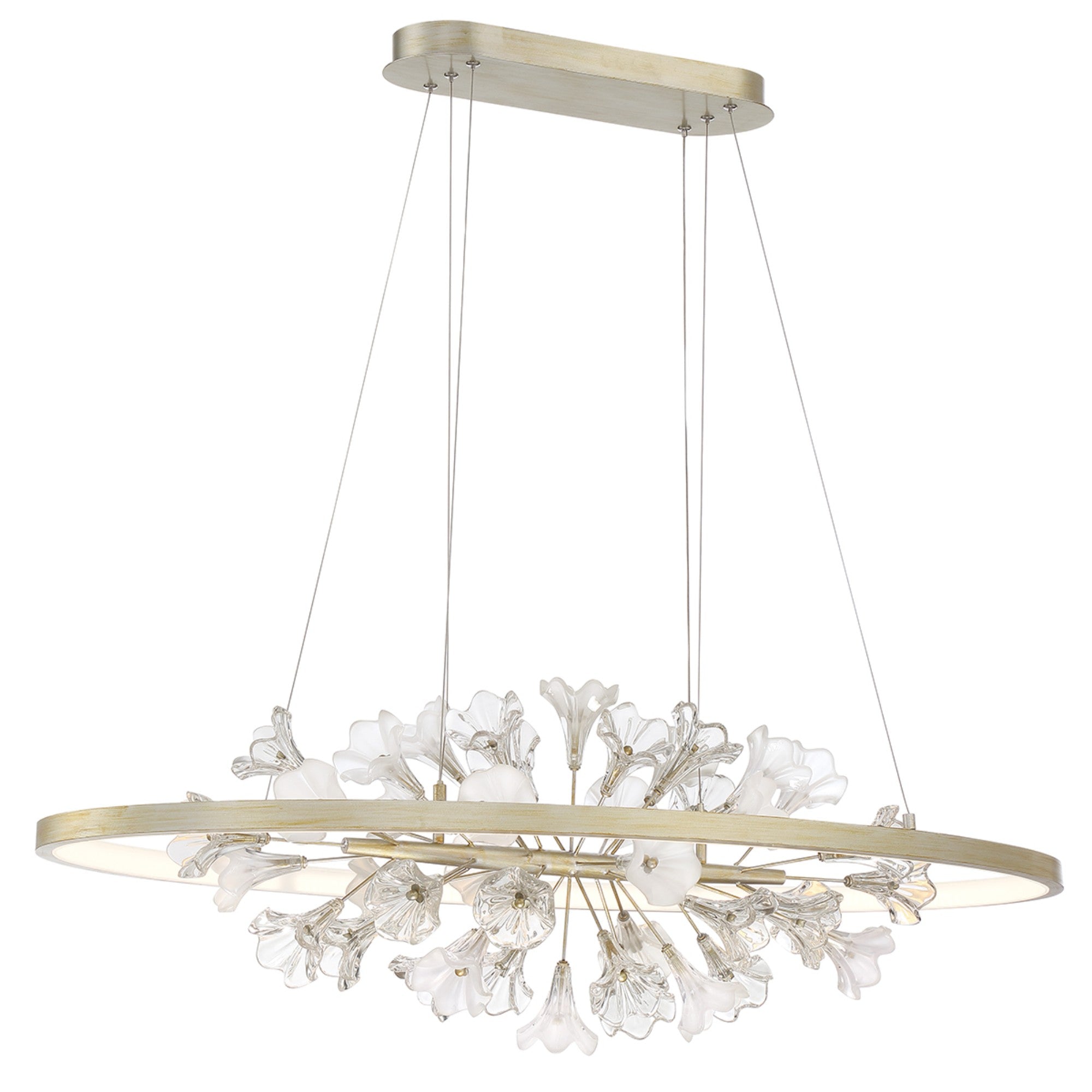 Clayton 43" LED Chandelier, Brushed Silver Finish - Bees Lighting