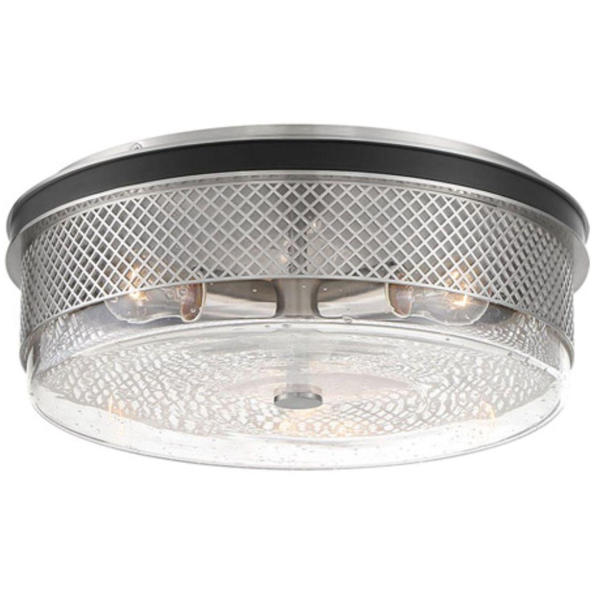 Cole's Crossing 15 in. 3 Lights Flush Mount Light Brushed Nickel Finish