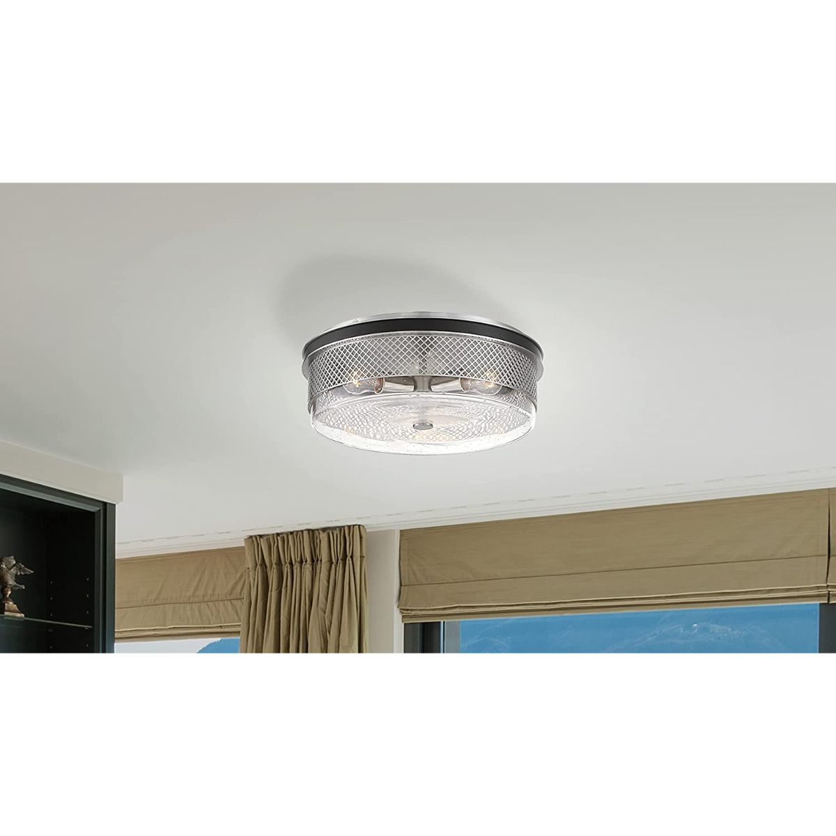 Cole's Crossing 15 in. 3 Lights Flush Mount Light Brushed Nickel Finish