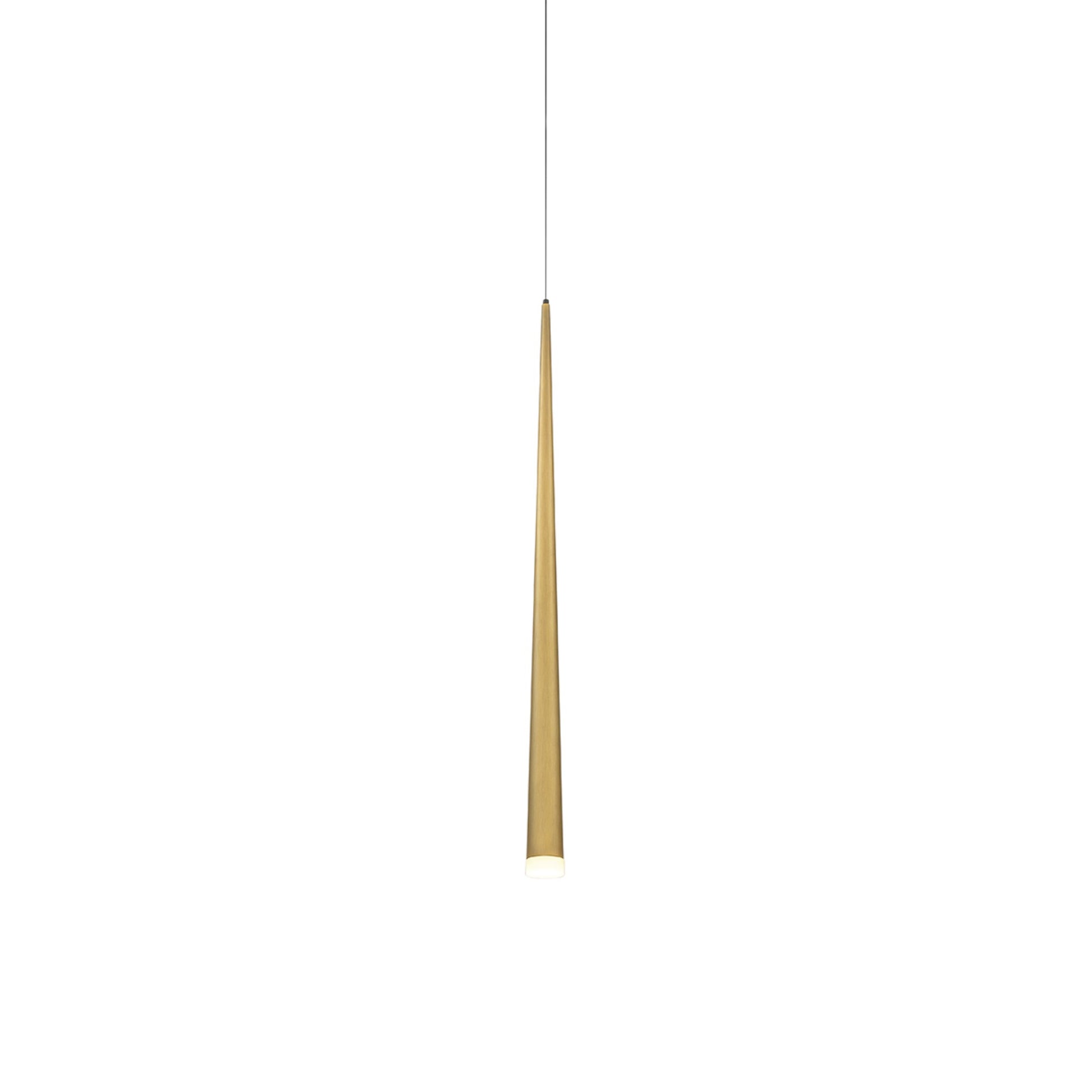 Cascade 28" LED Mini Pendant, Aged Brass Finish, Etched Cap - Bees Lighting