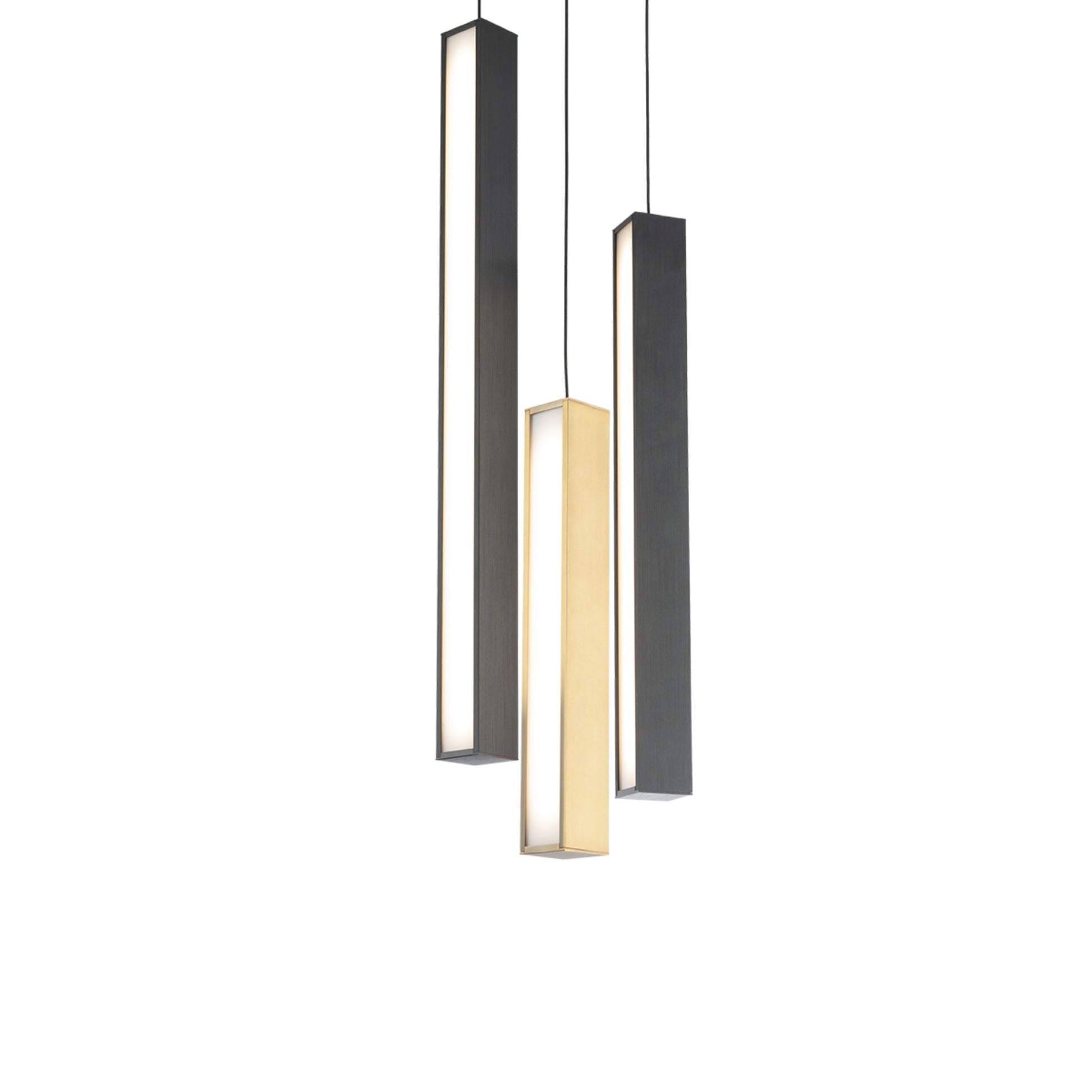 Chaos 12" 3-Light LED Pendant, Black/Aged Brass Finish - Bees Lighting