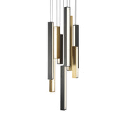 Chaos 17" 9-Light LED Pendant, Black/Aged Brass Finish - Bees Lighting
