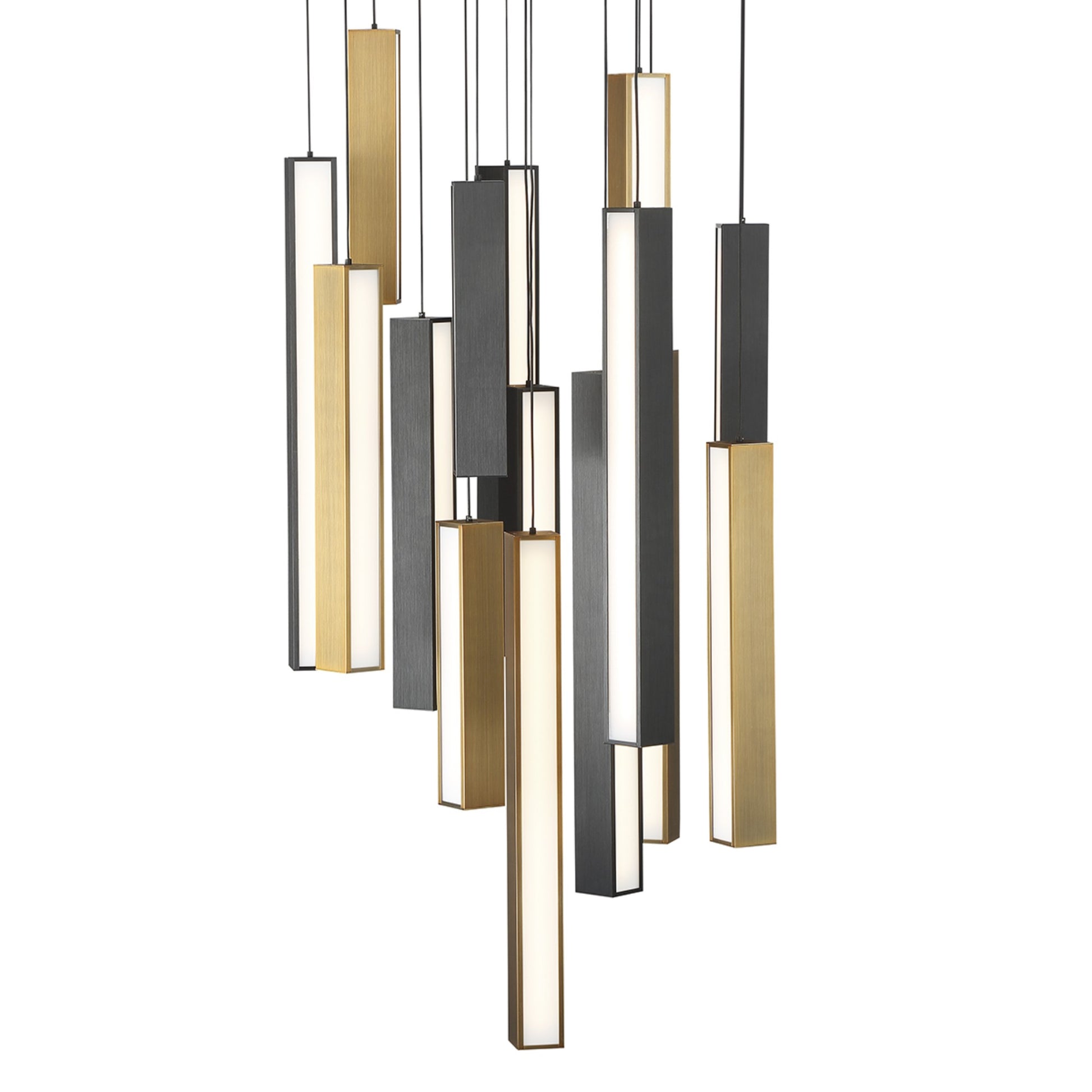 Chaos 23" 15-Light LED Pendant, Black/Aged Brass Finish - Bees Lighting
