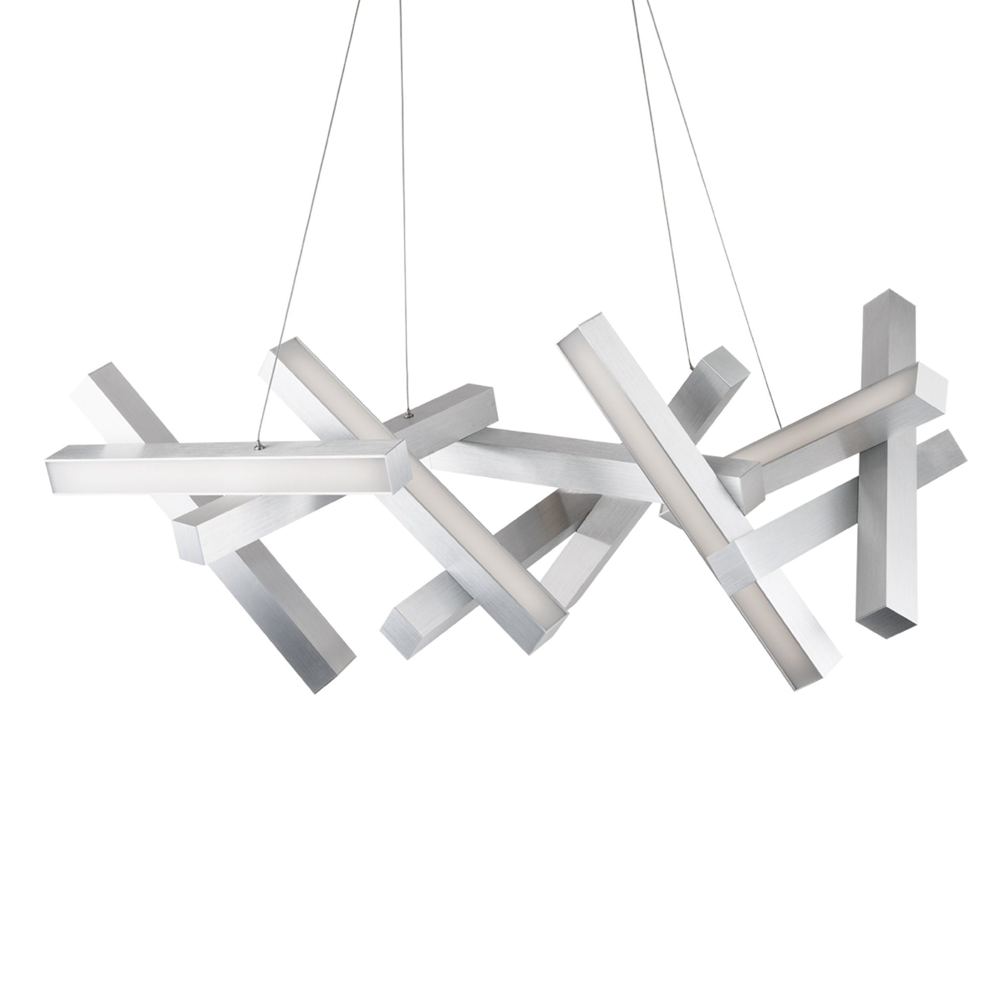 Chaos 48" LED Linear Pendant, Brushed Aluminum Finish - Bees Lighting
