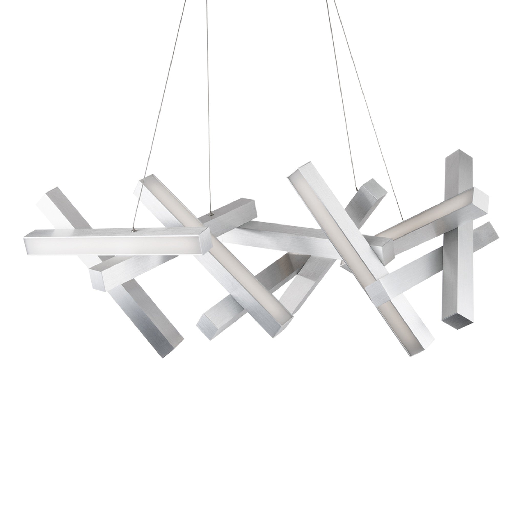 Chaos 48" LED Linear Pendant, Brushed Aluminum Finish - Bees Lighting