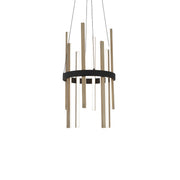 Harmonix 14" LED Pendant, Black & Aged Brass Finish - Bees Lighting