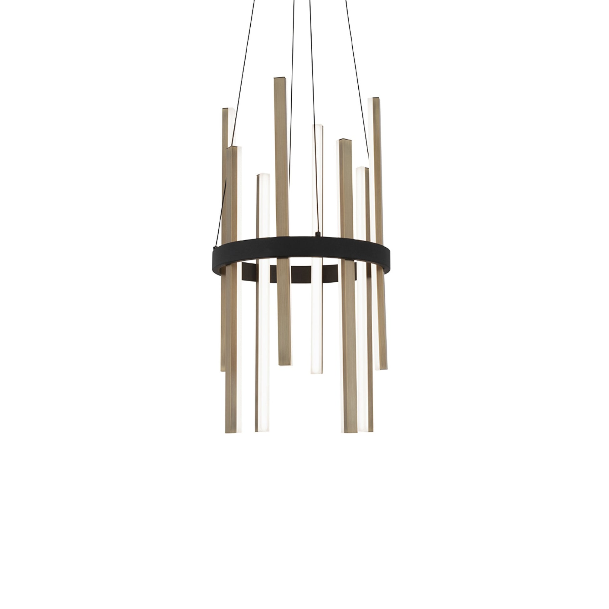 Harmonix 14" LED Pendant, Black & Aged Brass Finish - Bees Lighting
