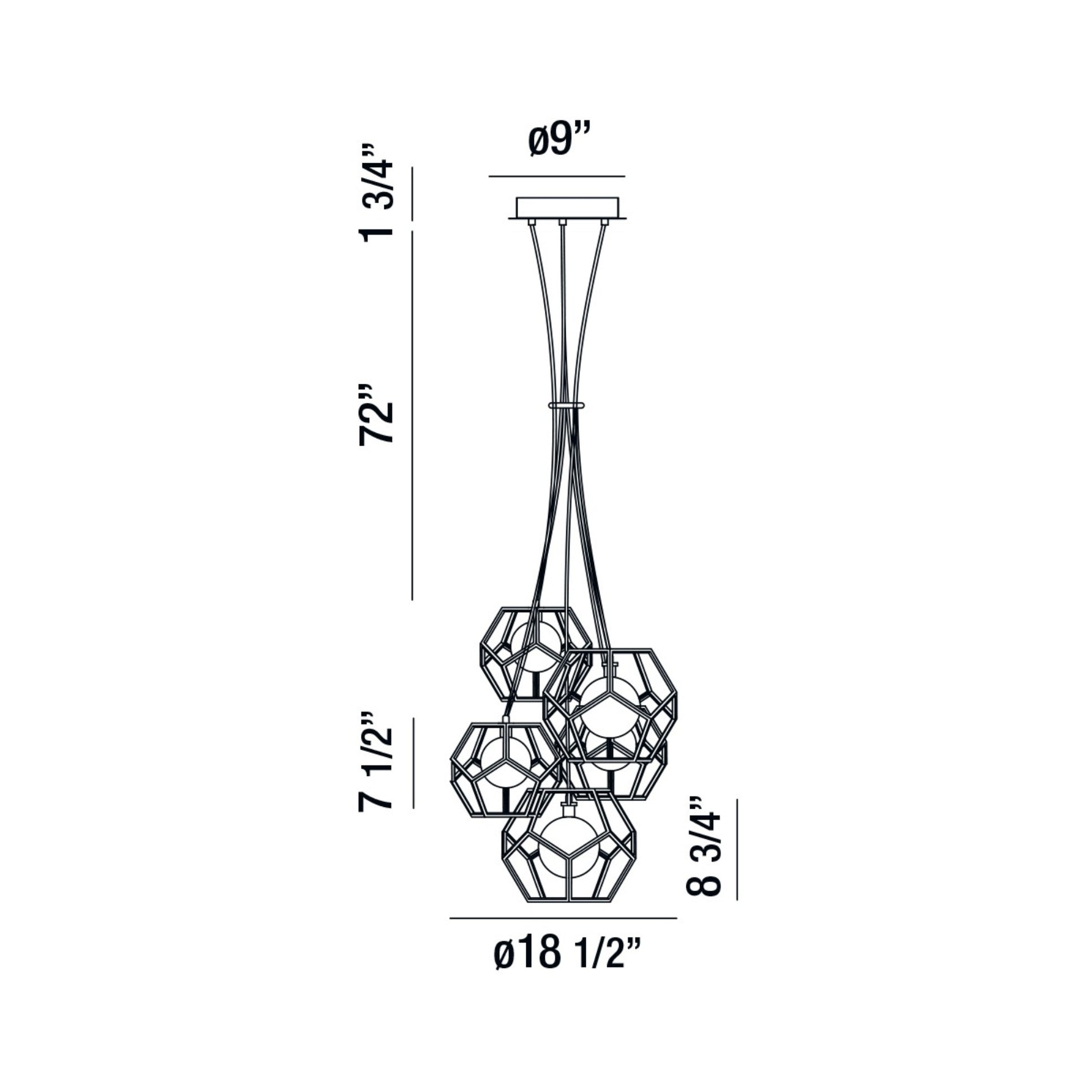 Norway 5-Light 19" Multi Drop Chandelier, Chrome Finish - Bees Lighting