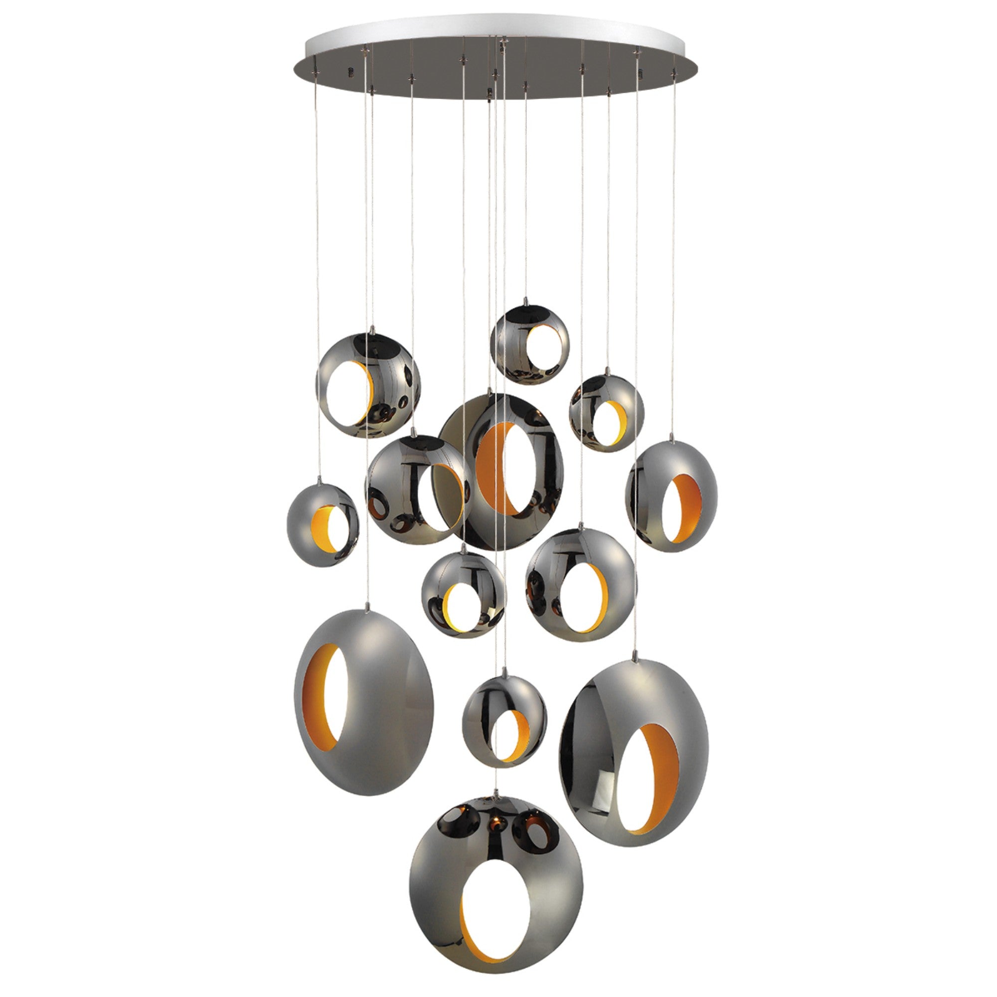 Arlington 13-Light 40" LED Multi Drop Chandelier, Chrome Finish - Bees Lighting