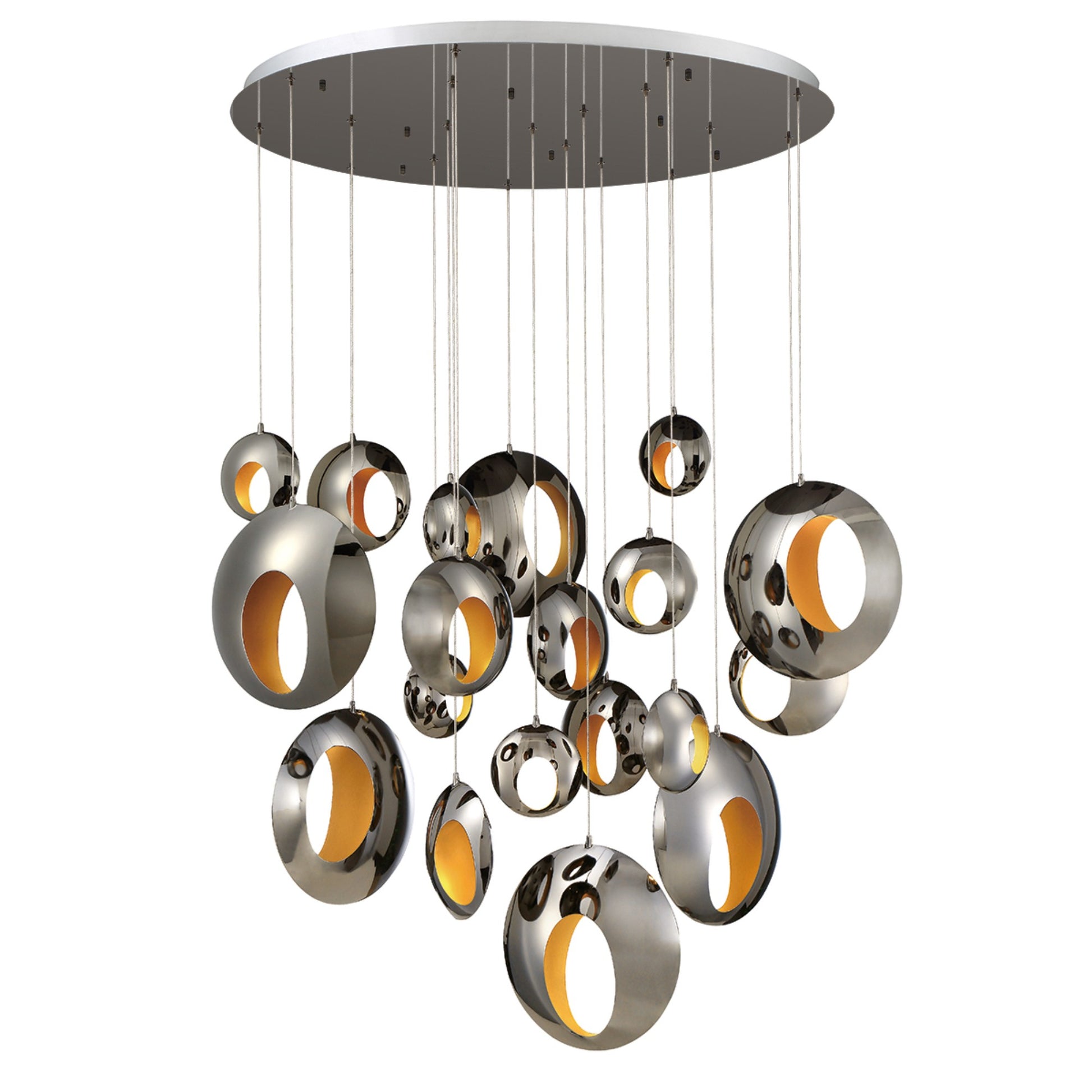 Arlington 19-Light 51" LED Multi Drop Chandelier, Chrome Finish - Bees Lighting