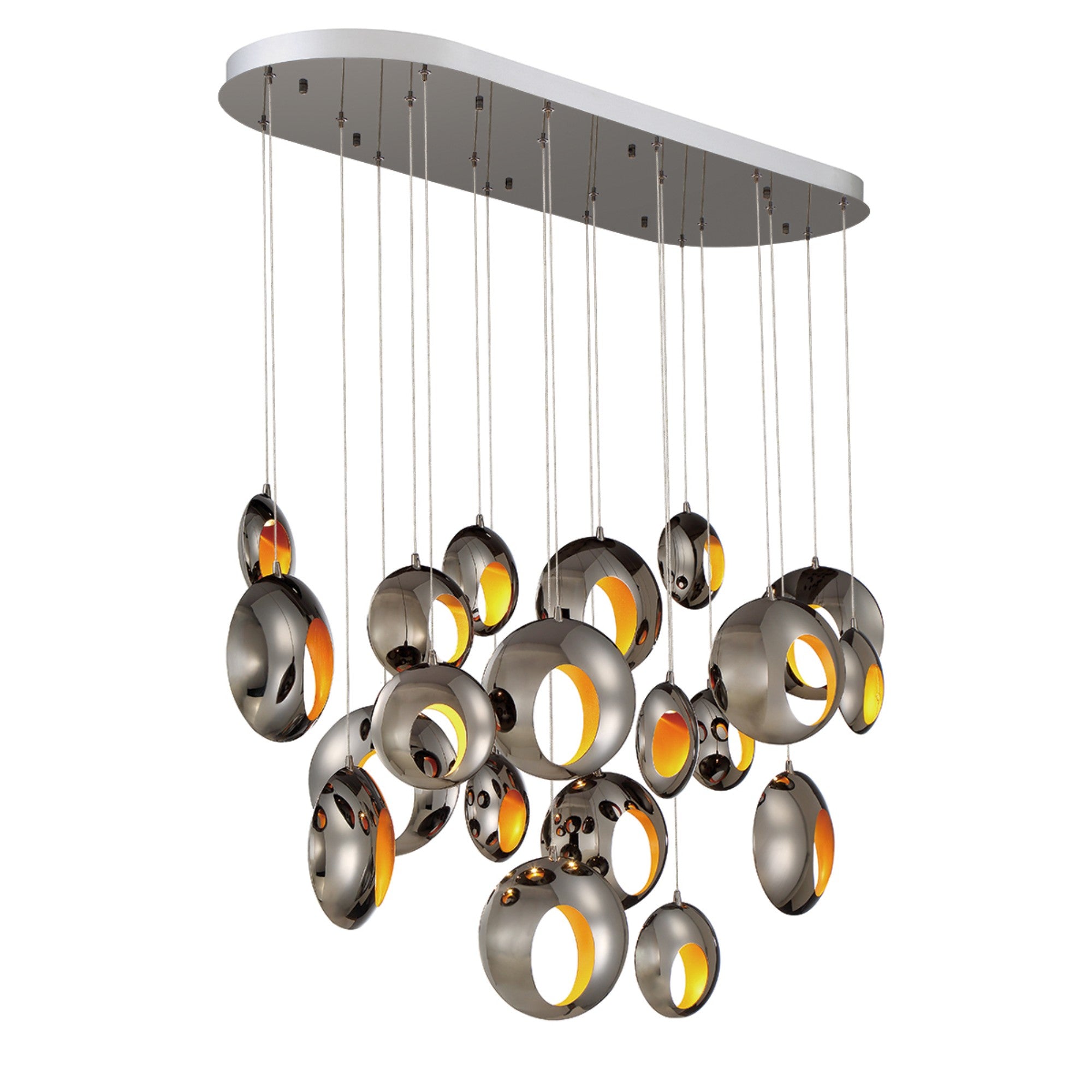 Arlington 20-Light 52" LED Multi Drop Chandelier, Chrome Finish - Bees Lighting