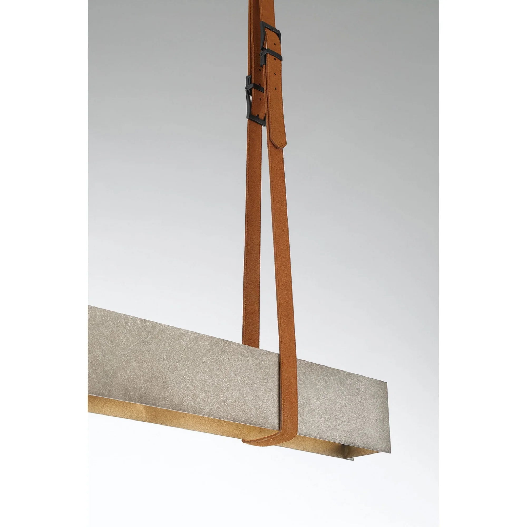 Harbourview 41" LED Linear Chandelier, Brushed Silver Finish with Leather Straps - Bees Lighting