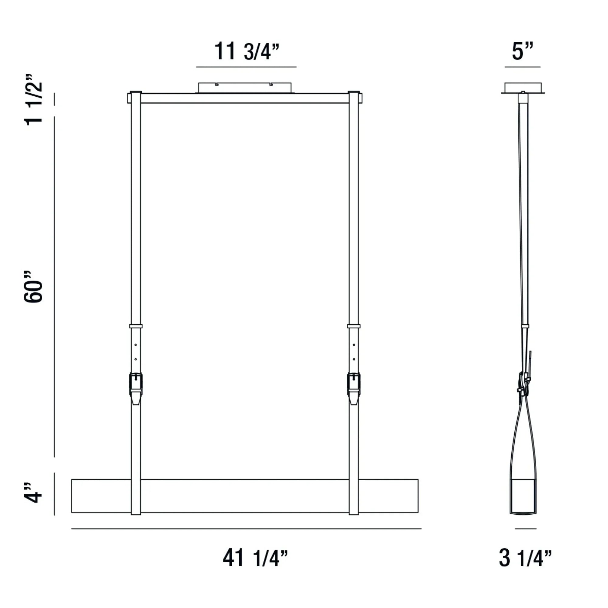 Harbourview 41" LED Linear Chandelier, Brushed Silver Finish with Leather Straps - Bees Lighting