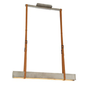 Harbourview 41" LED Linear Chandelier, Brushed Silver Finish with Leather Straps - Bees Lighting