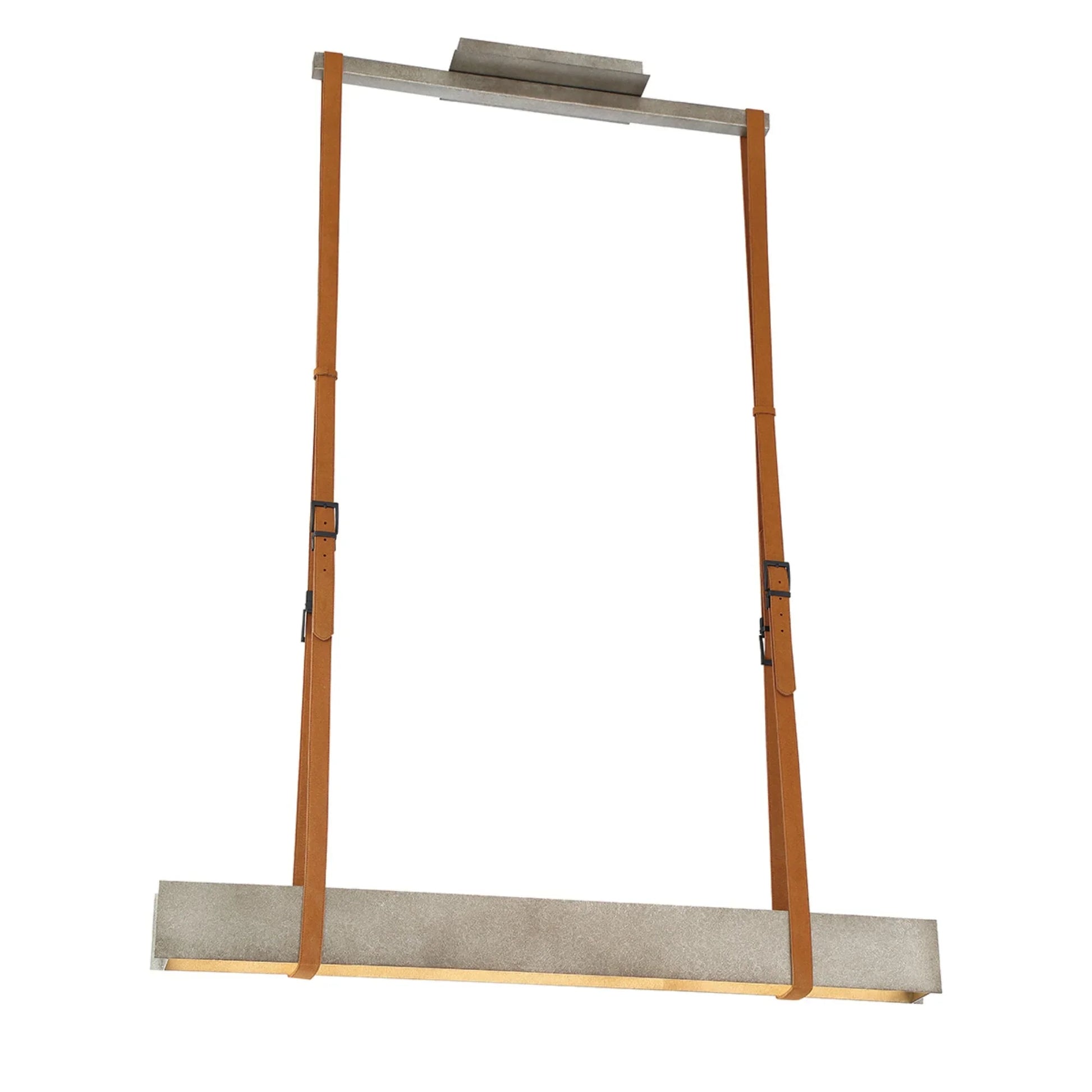 Harbourview 41" LED Linear Chandelier, Brushed Silver Finish with Leather Straps - Bees Lighting