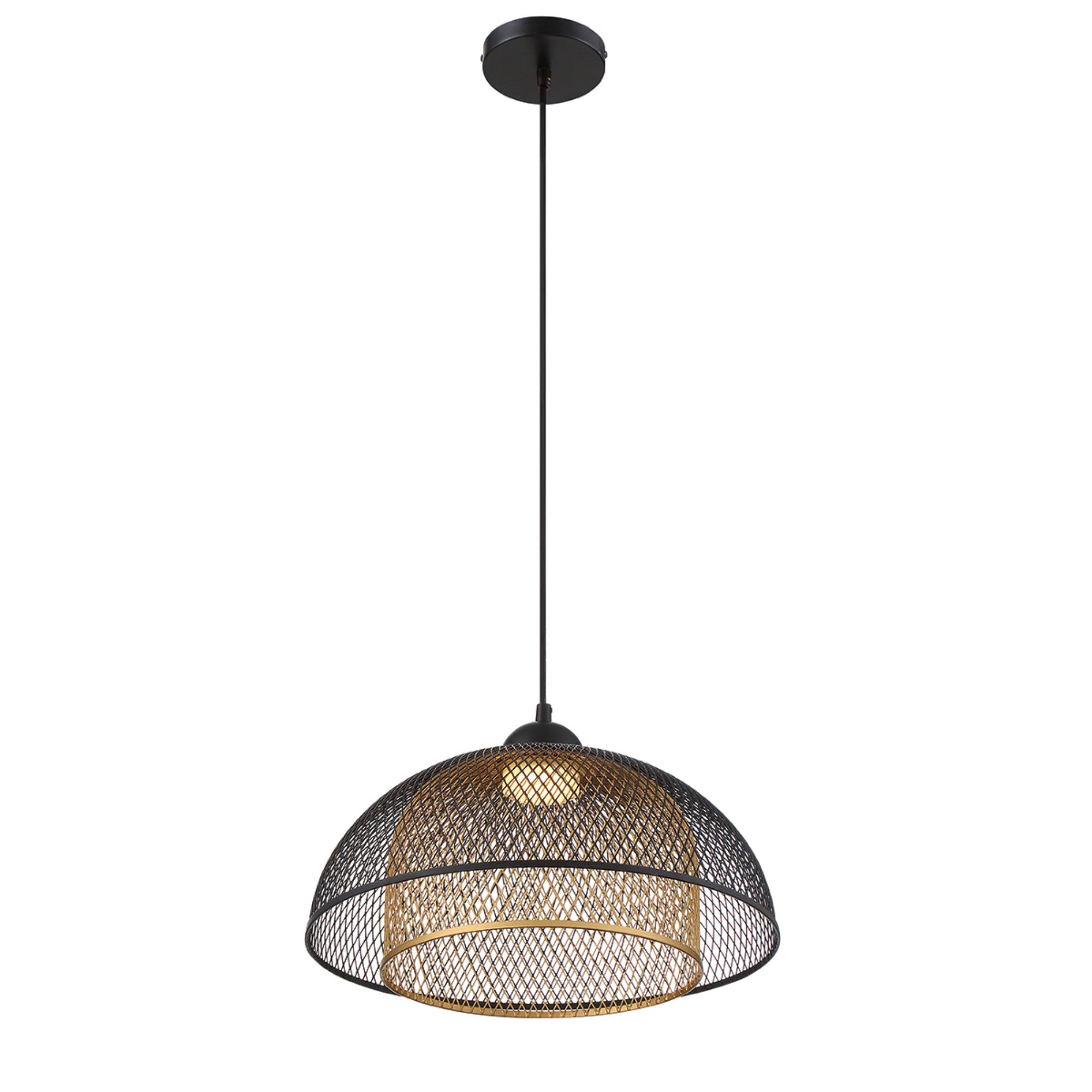 Kenmore 16" LED Pendant, Black & Gold Finish - Bees Lighting