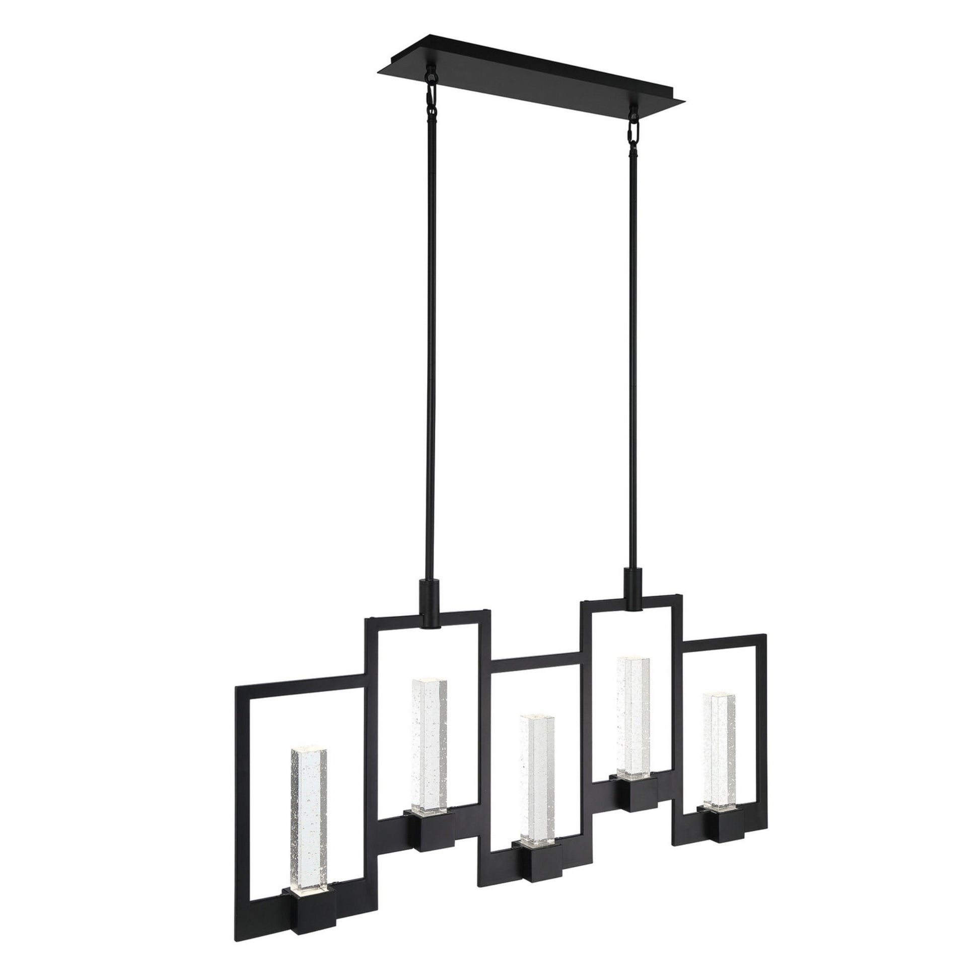Hanson 5-Light 39" LED Linear Chandelier, Black Finish - Bees Lighting
