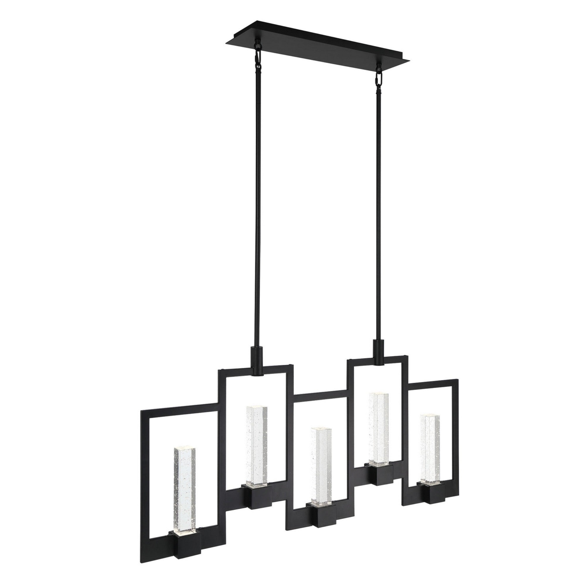 Hanson 5-Light 39" LED Linear Chandelier, Black Finish - Bees Lighting
