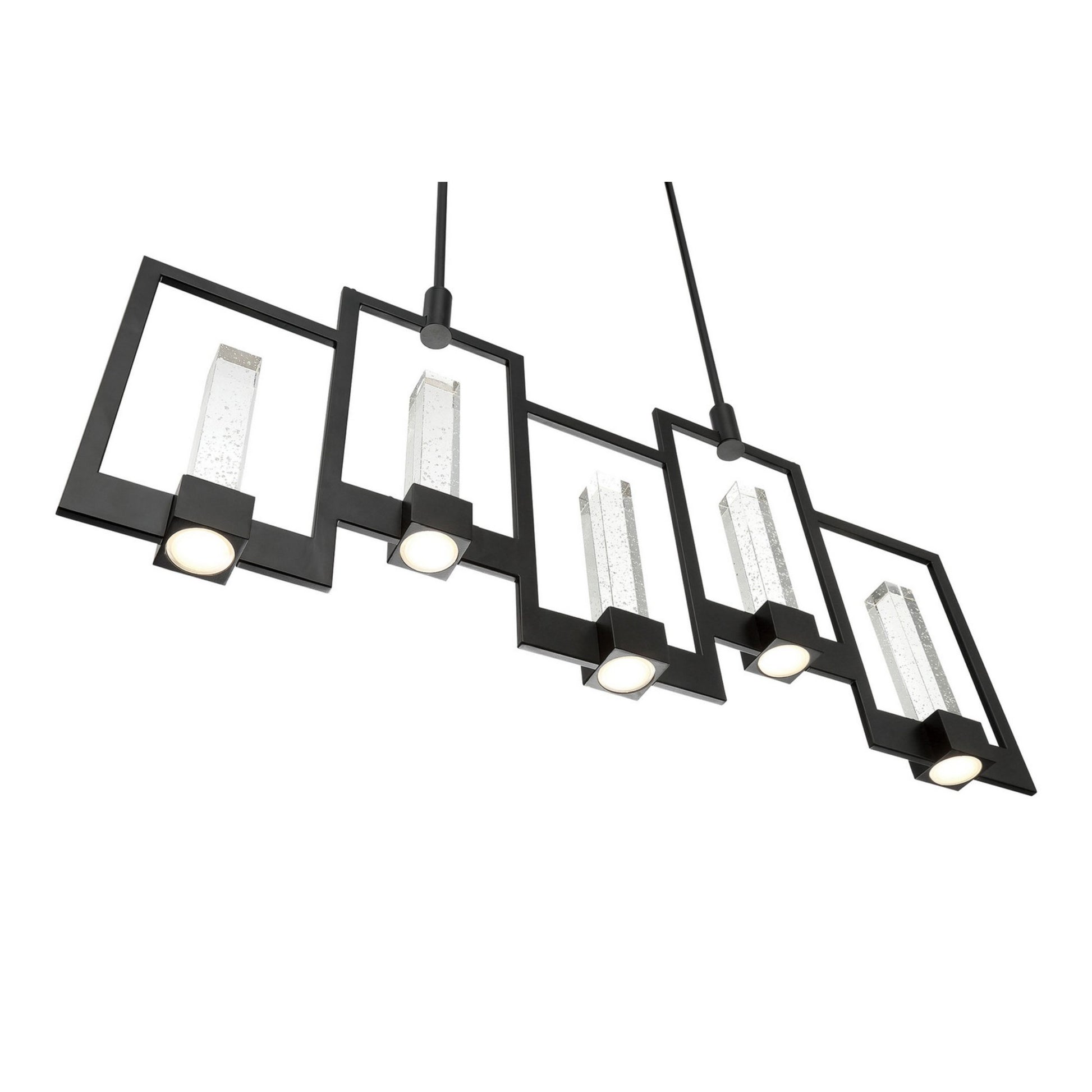 Hanson 5-Light 39" LED Linear Chandelier, Black Finish - Bees Lighting