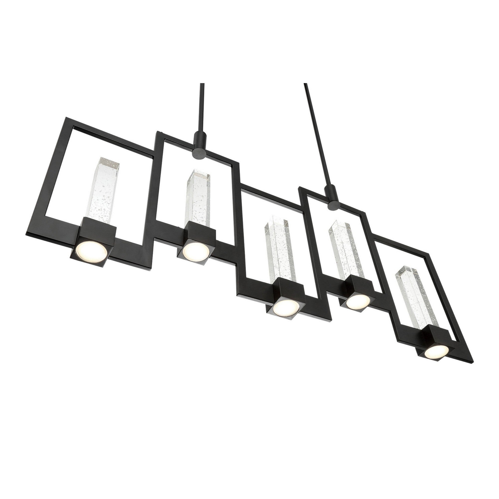 Hanson 5-Light 39" LED Linear Chandelier, Black Finish - Bees Lighting